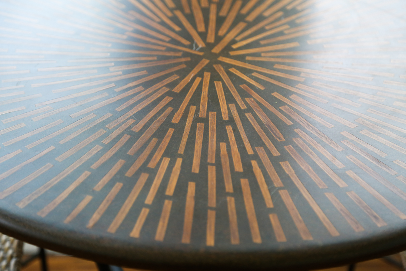 Metal Bistro Table With Two Rattan Chairs