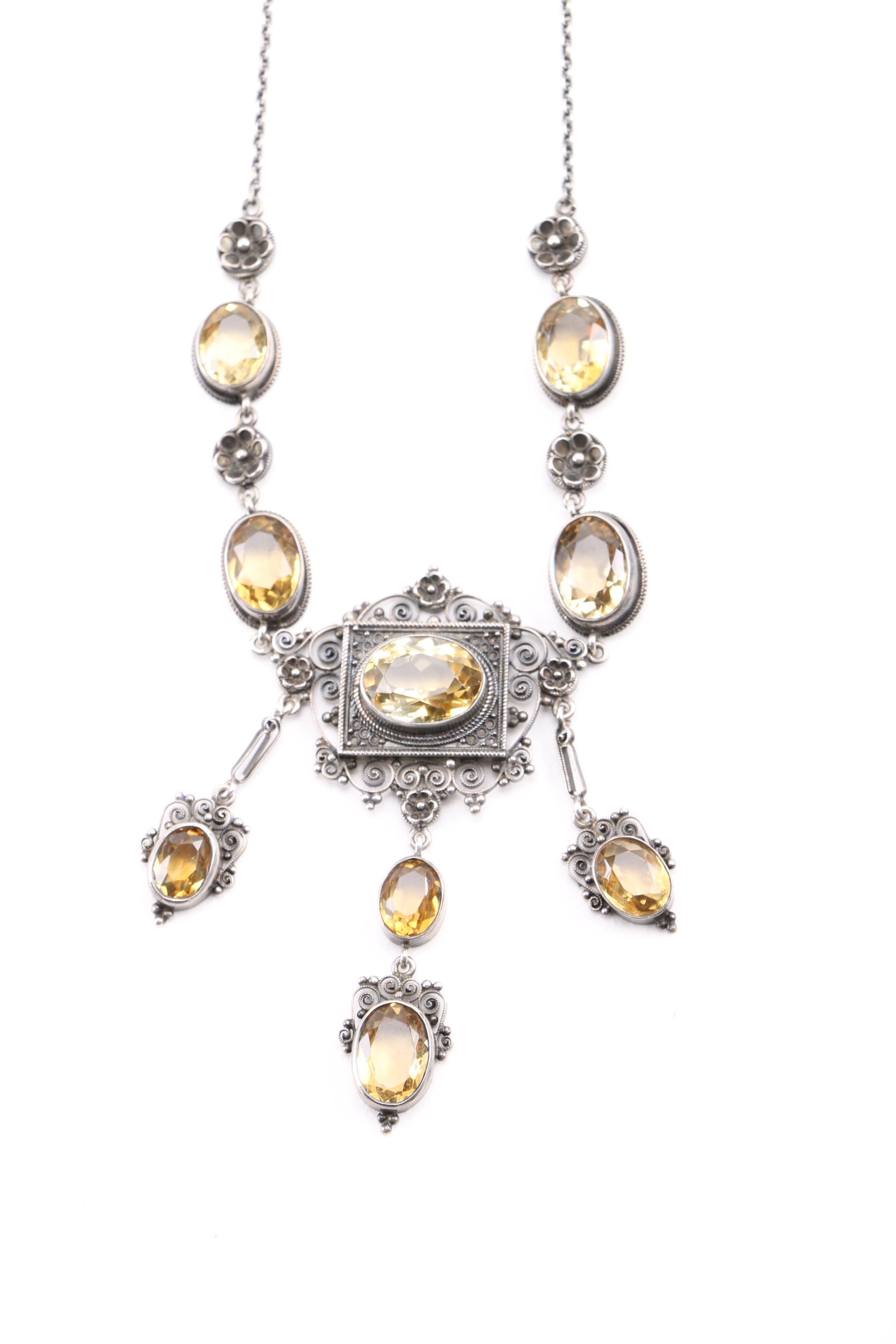 Sterling and Stone Necklaces Including Citrine