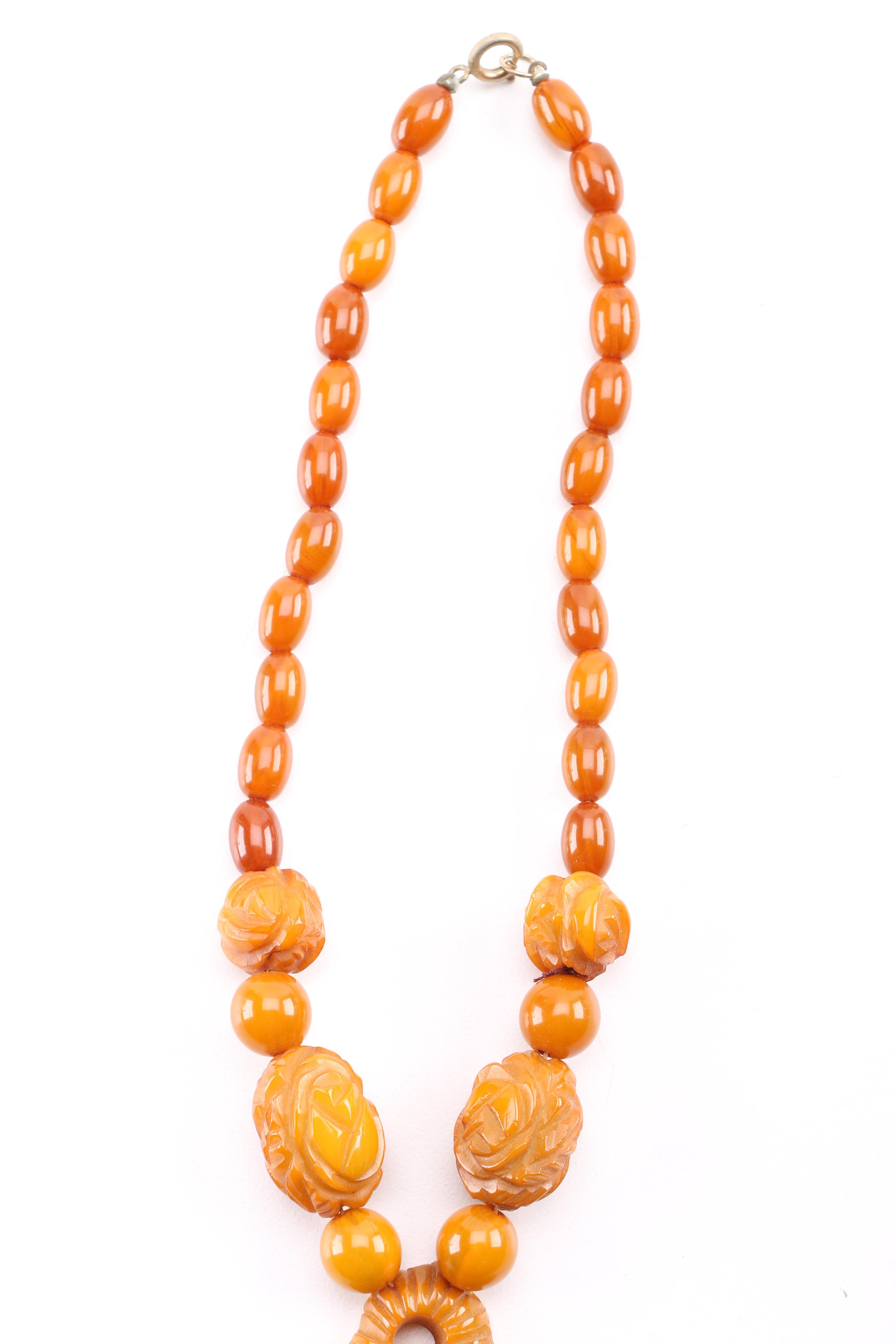 Bakelite Beaded and Carved Necklace