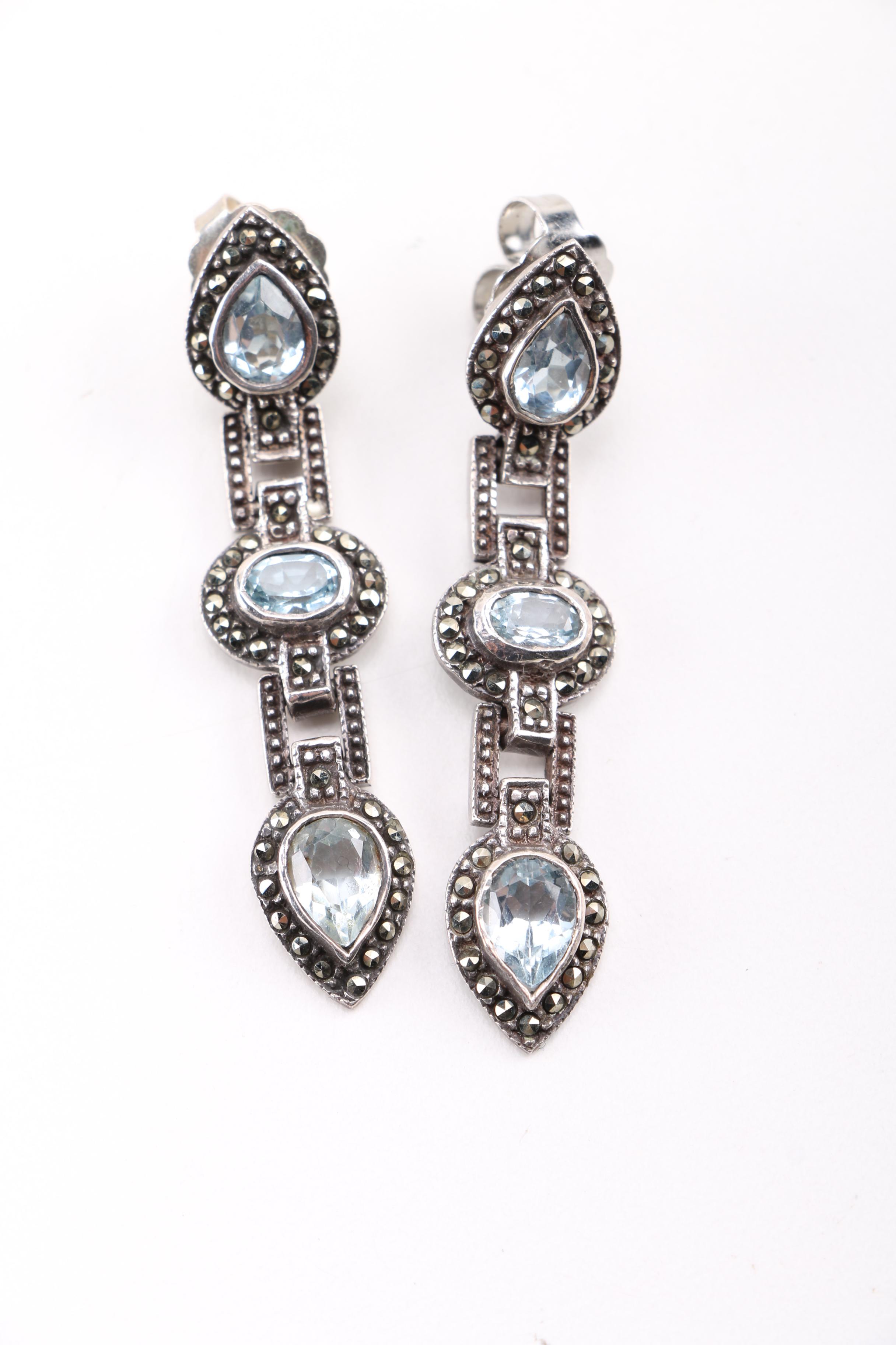 Sterling Silver Jewelry with Marcasite and Topaz Accents