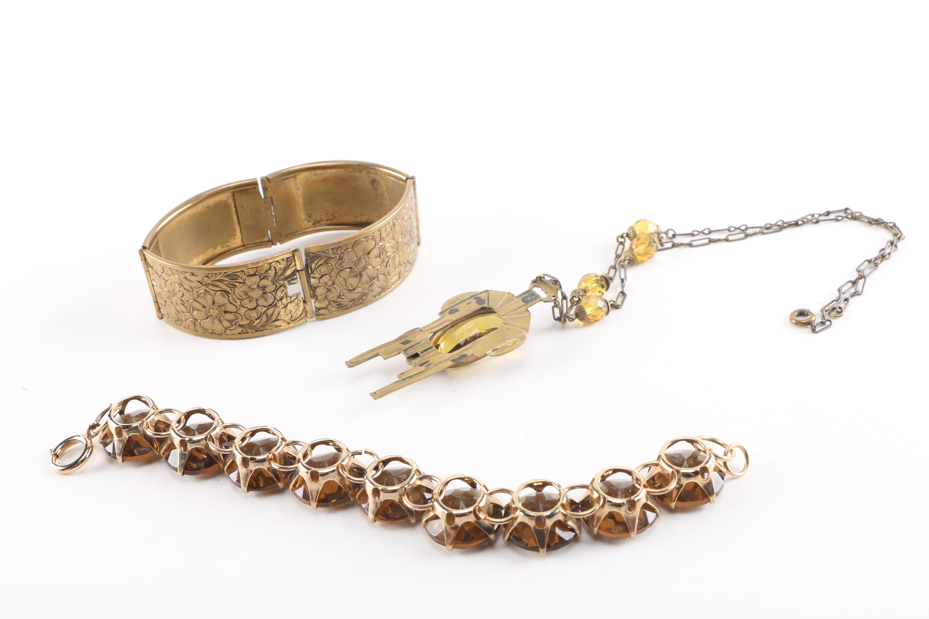 Vintage Beaded and Gold Tone Costume Jewelry