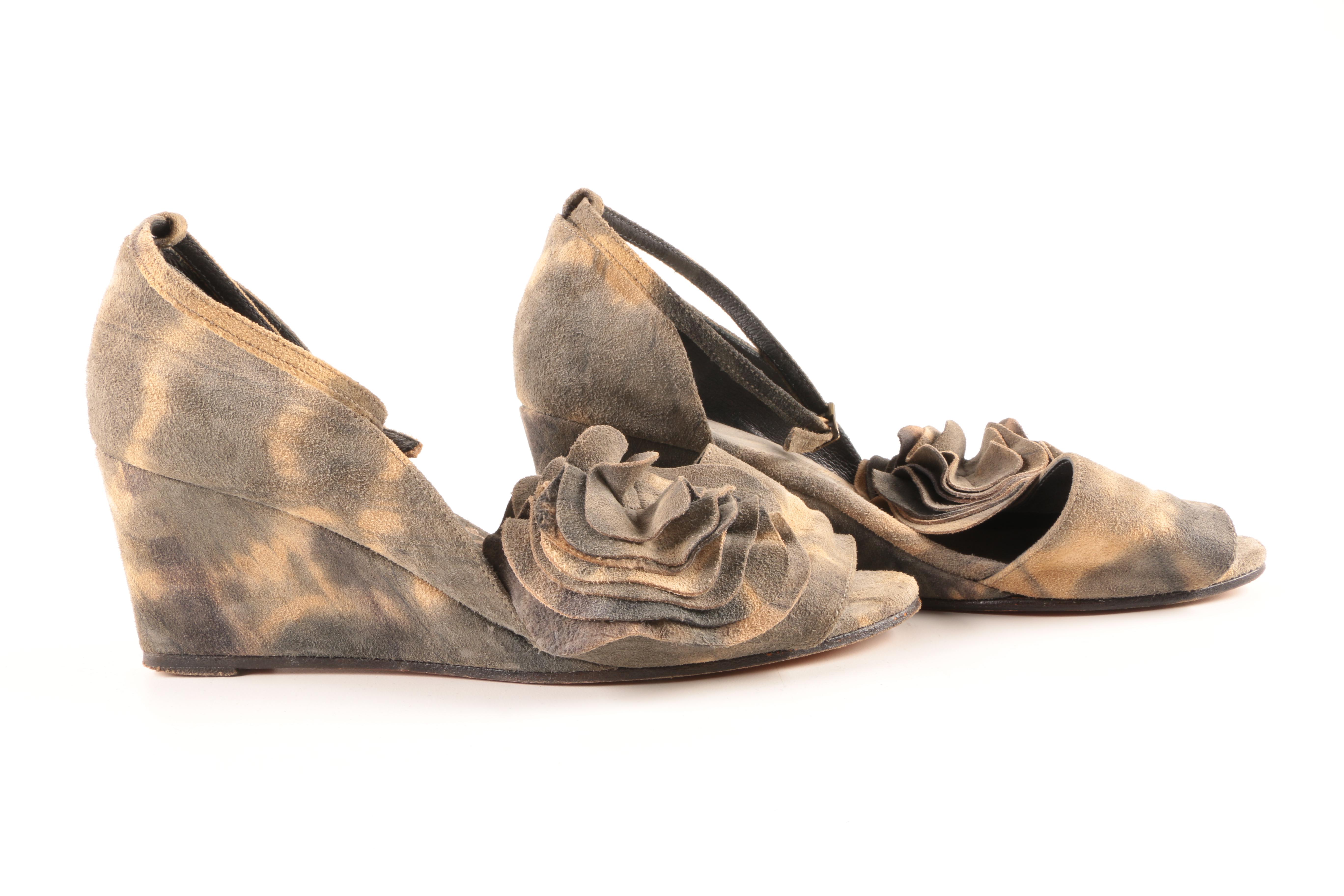 Elisa Ferare Suede Wedge Sandals