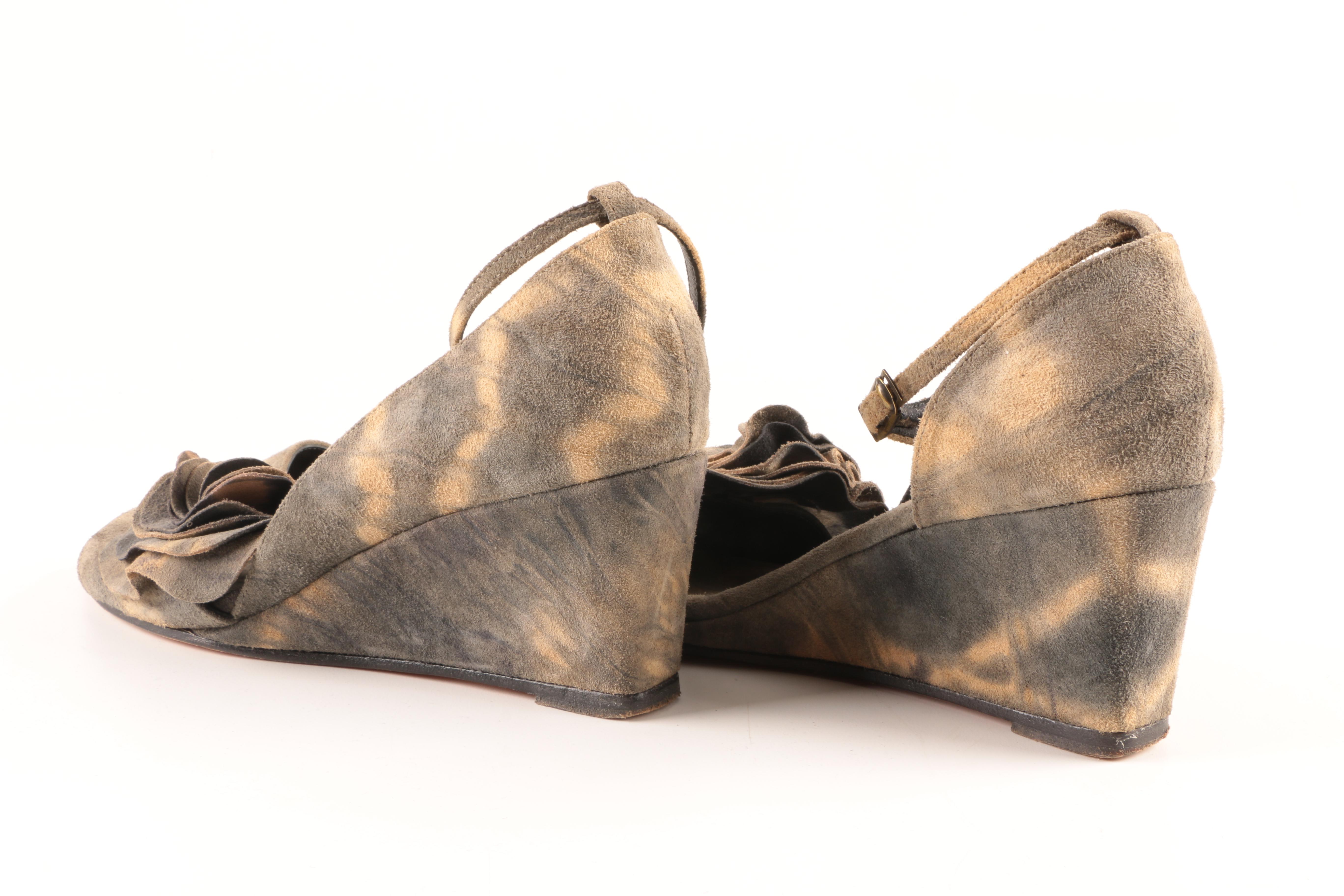 Elisa Ferare Suede Wedge Sandals