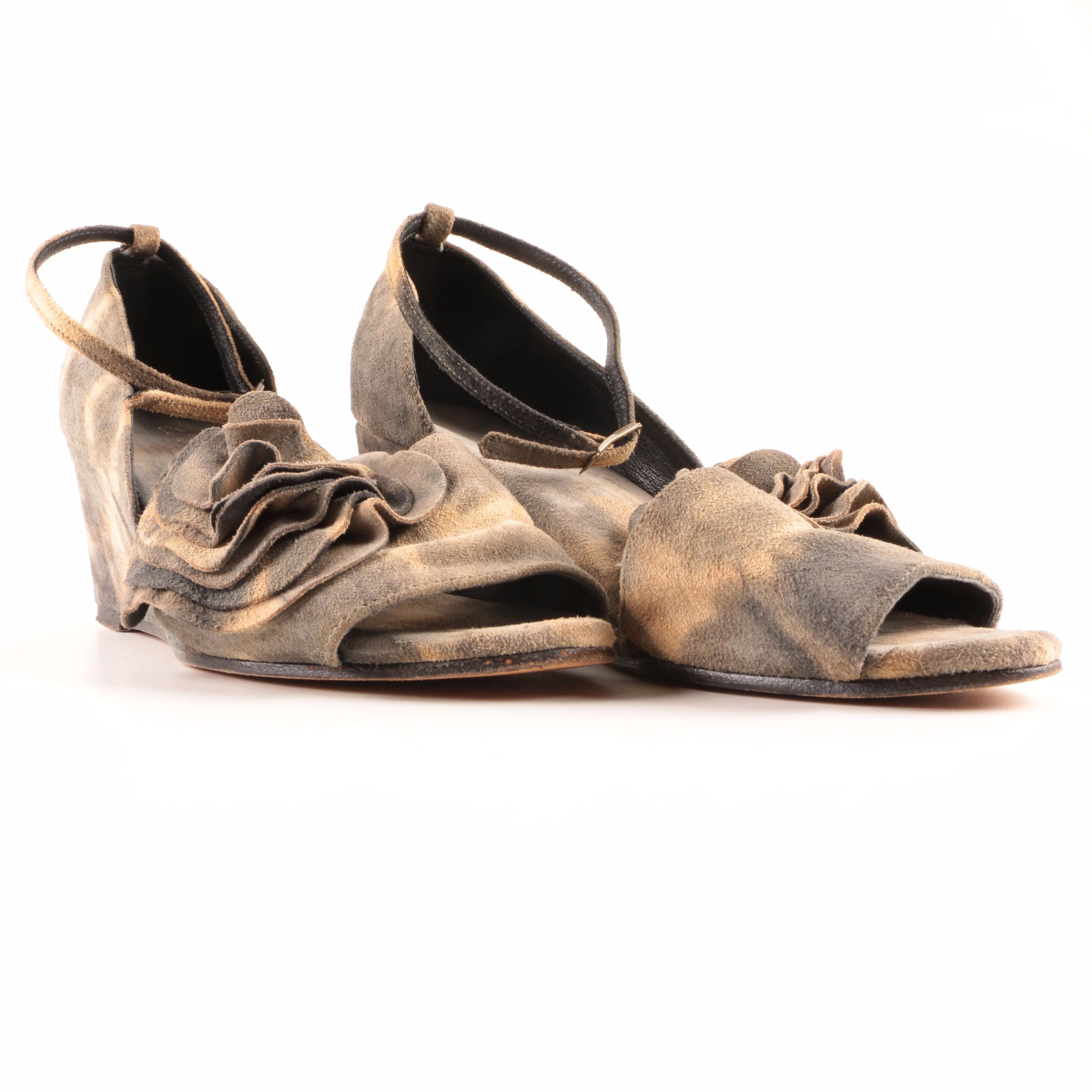 Elisa Ferare Suede Wedge Sandals