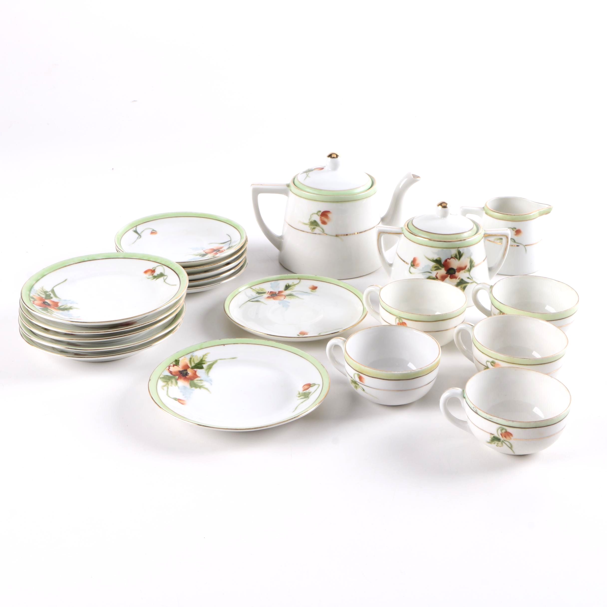 Hand-Painted Nippon Floral Ceramic Service Set