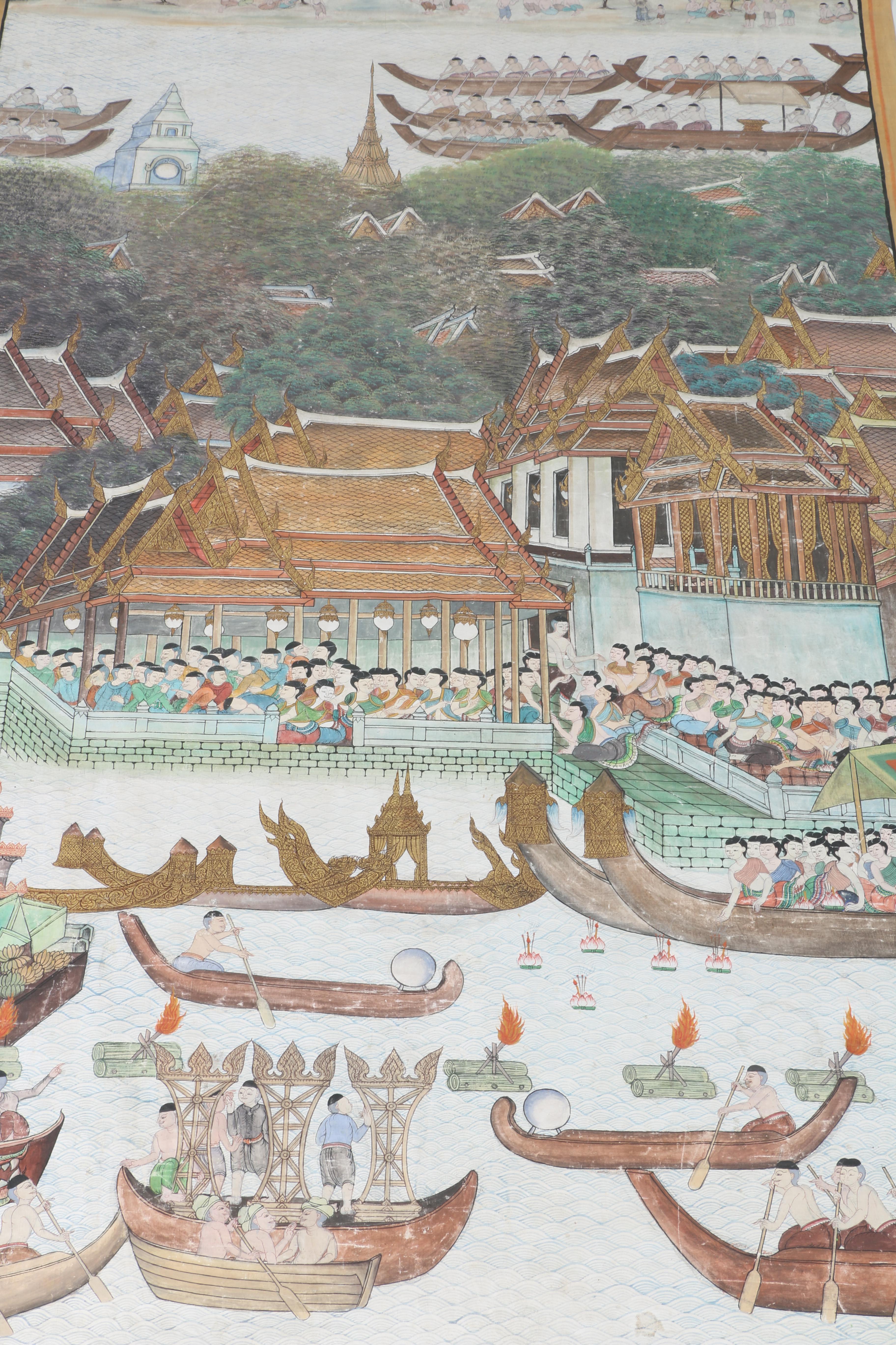 Southeast Asian Hand Painted Wall Hanging