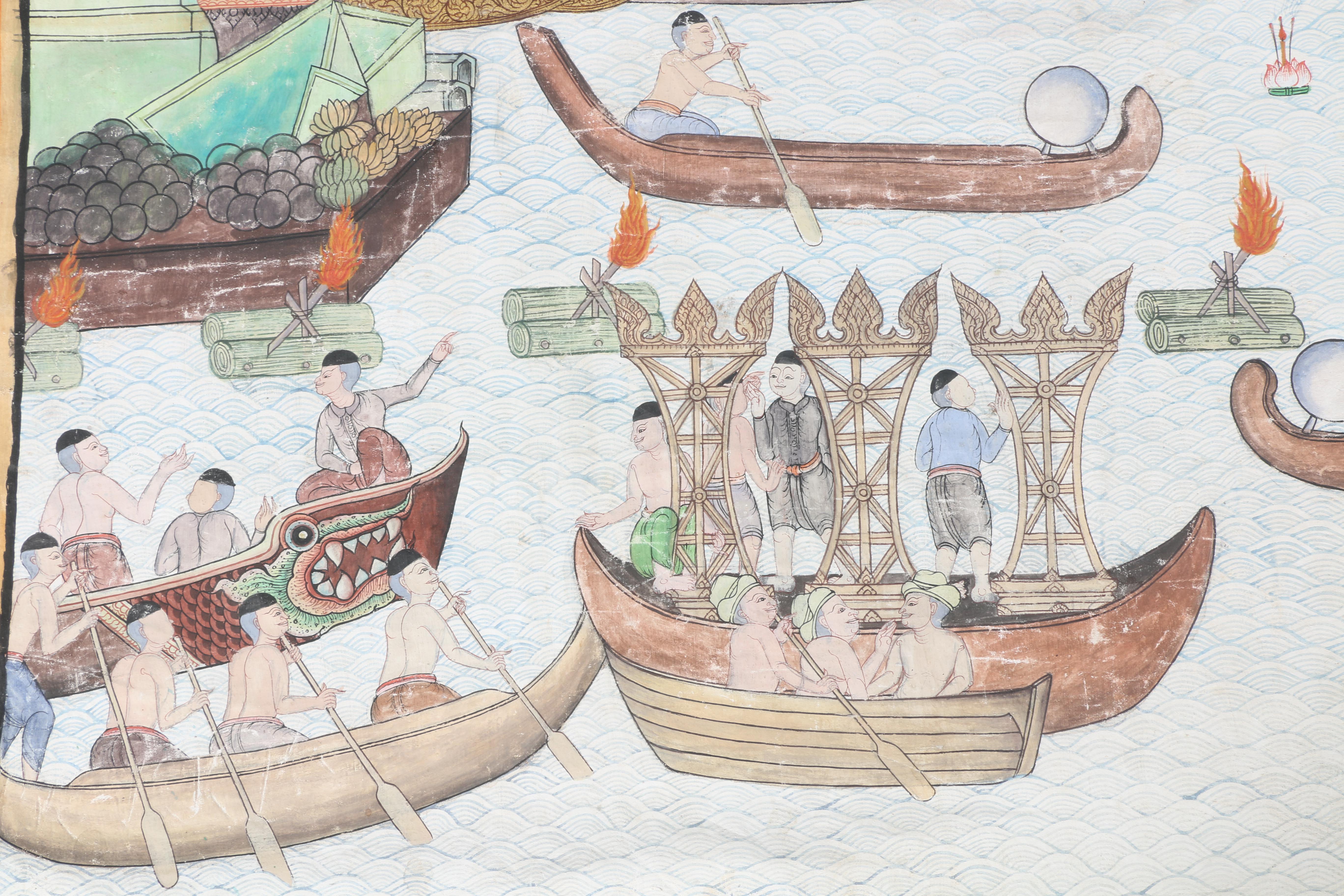 Southeast Asian Hand Painted Wall Hanging