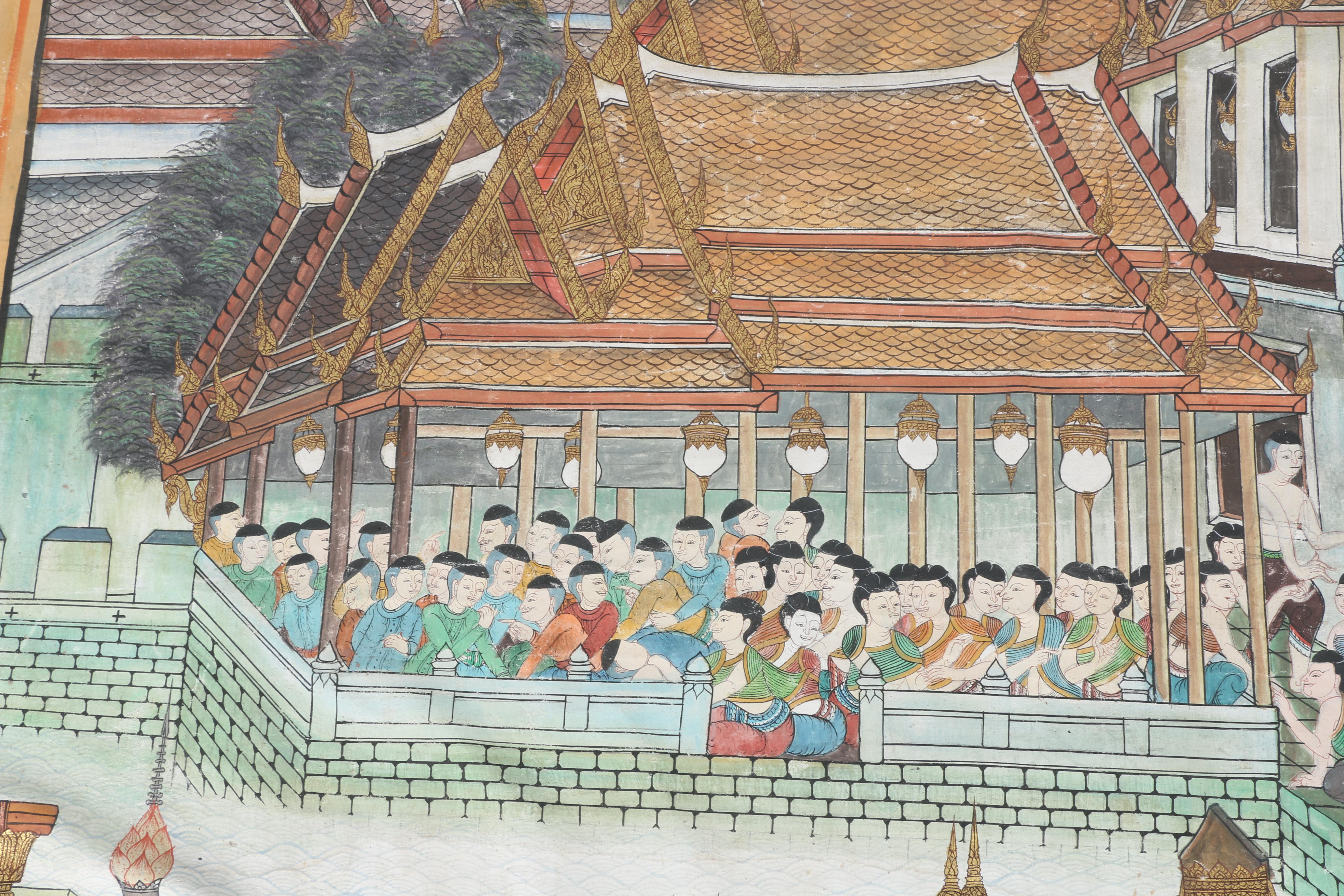 Southeast Asian Hand Painted Wall Hanging