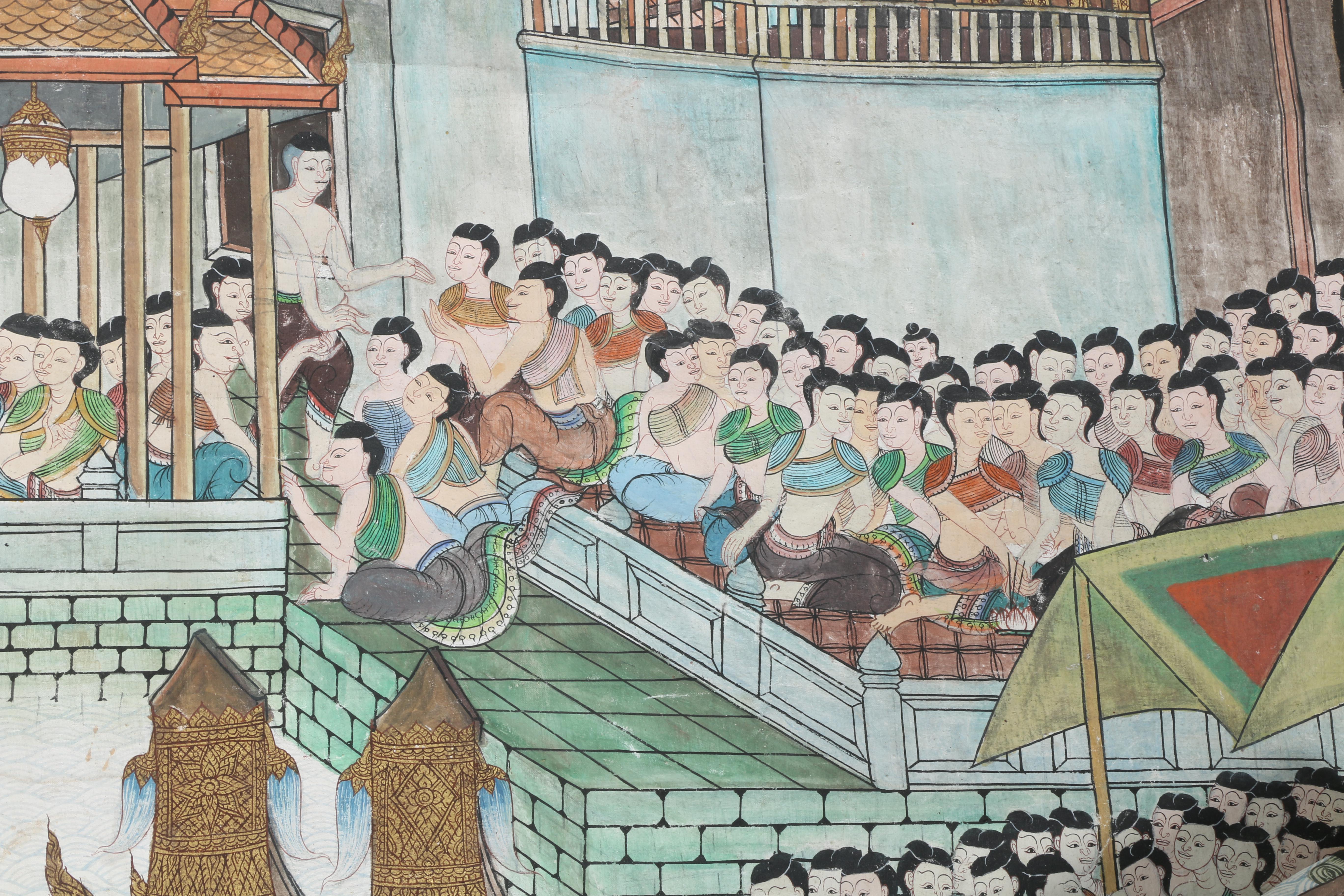 Southeast Asian Hand Painted Wall Hanging