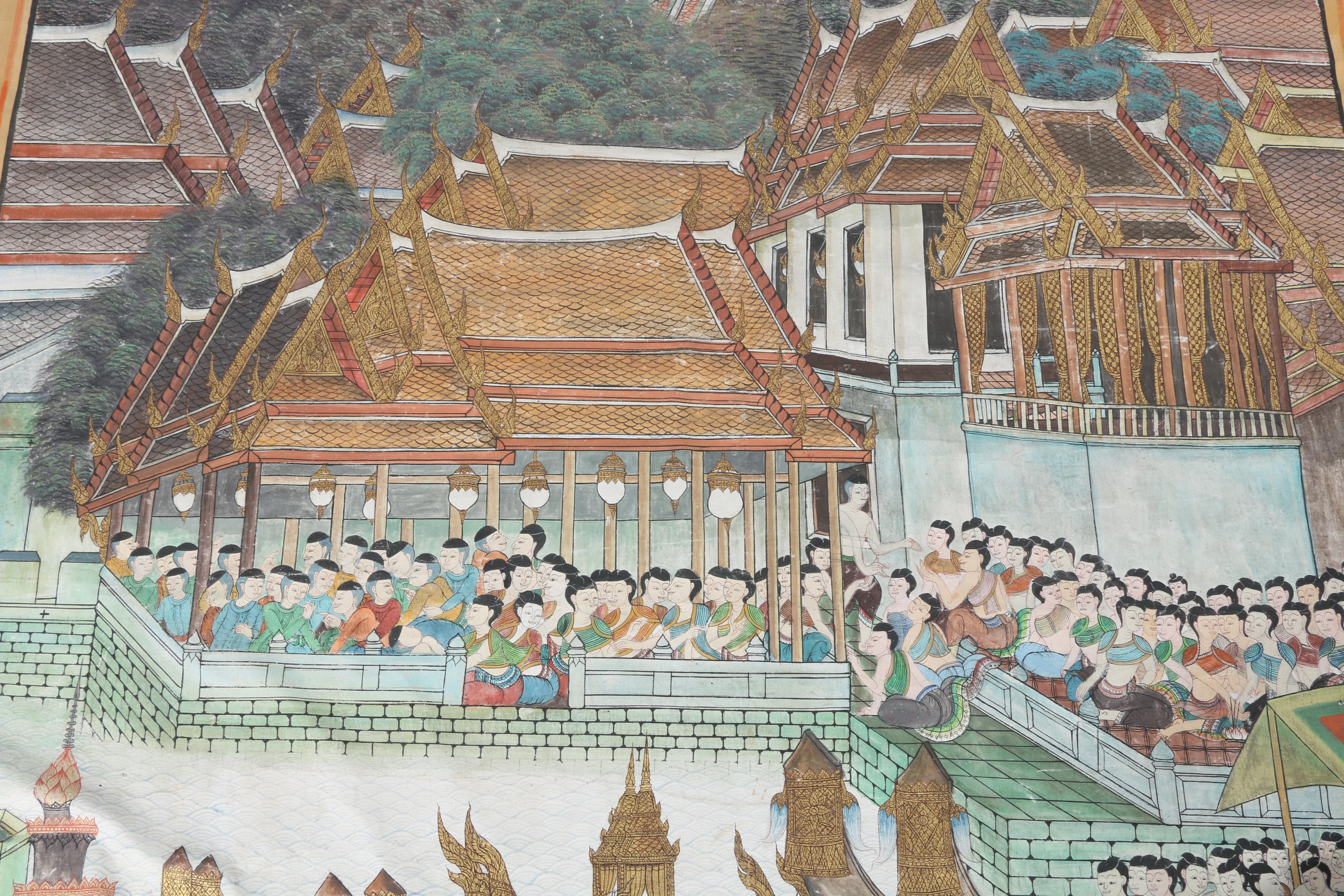 Southeast Asian Hand Painted Wall Hanging