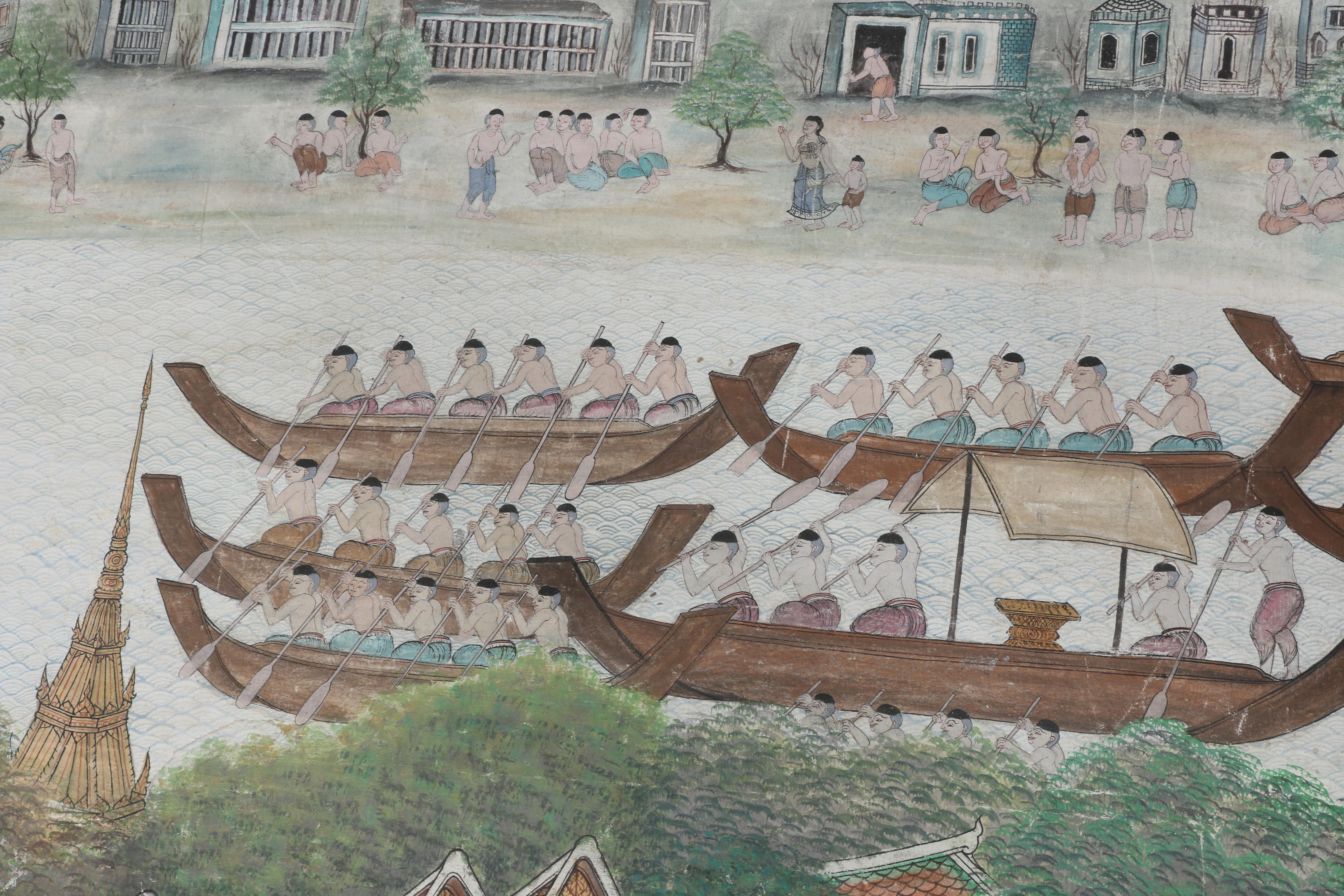 Southeast Asian Hand Painted Wall Hanging