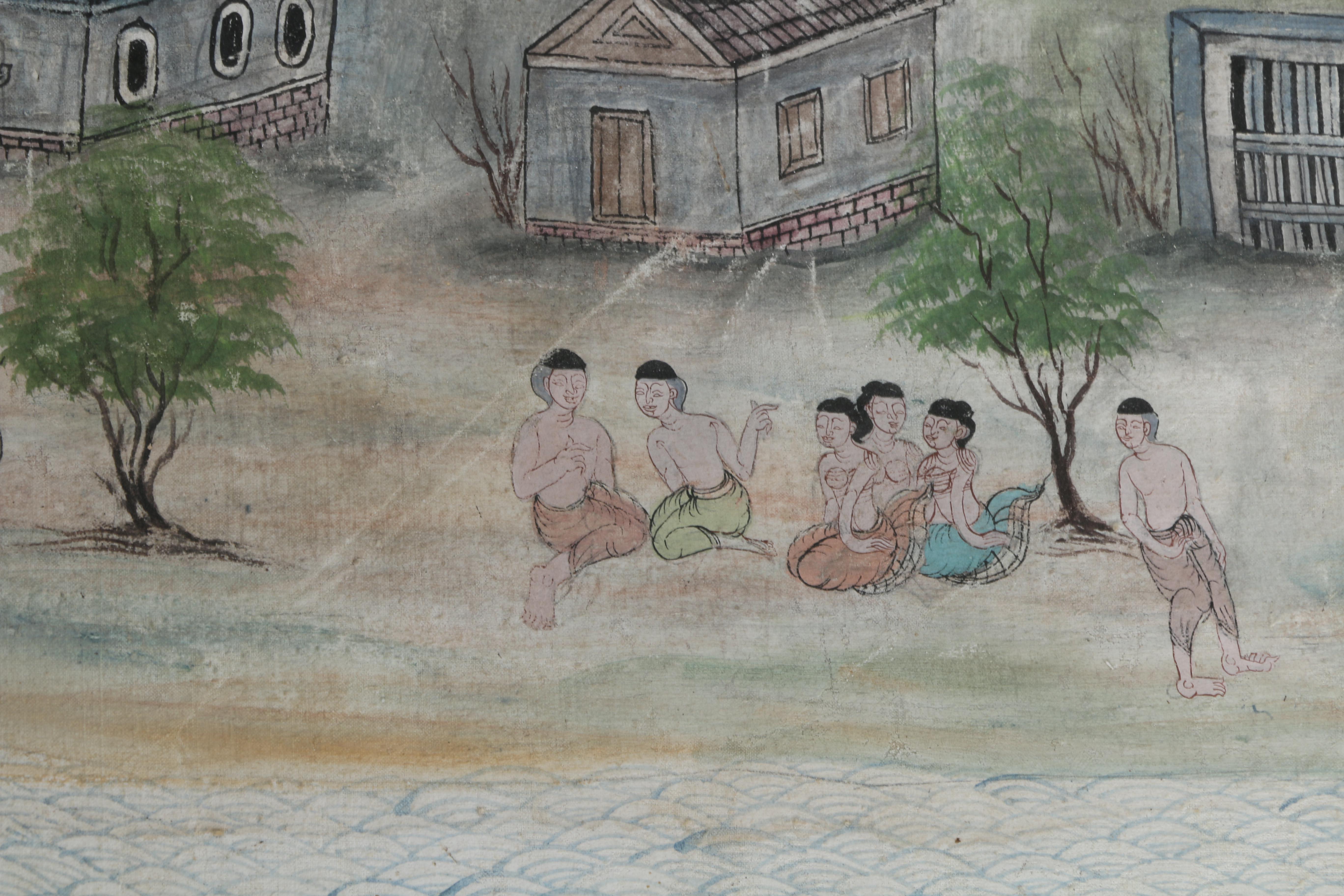 Southeast Asian Hand Painted Wall Hanging