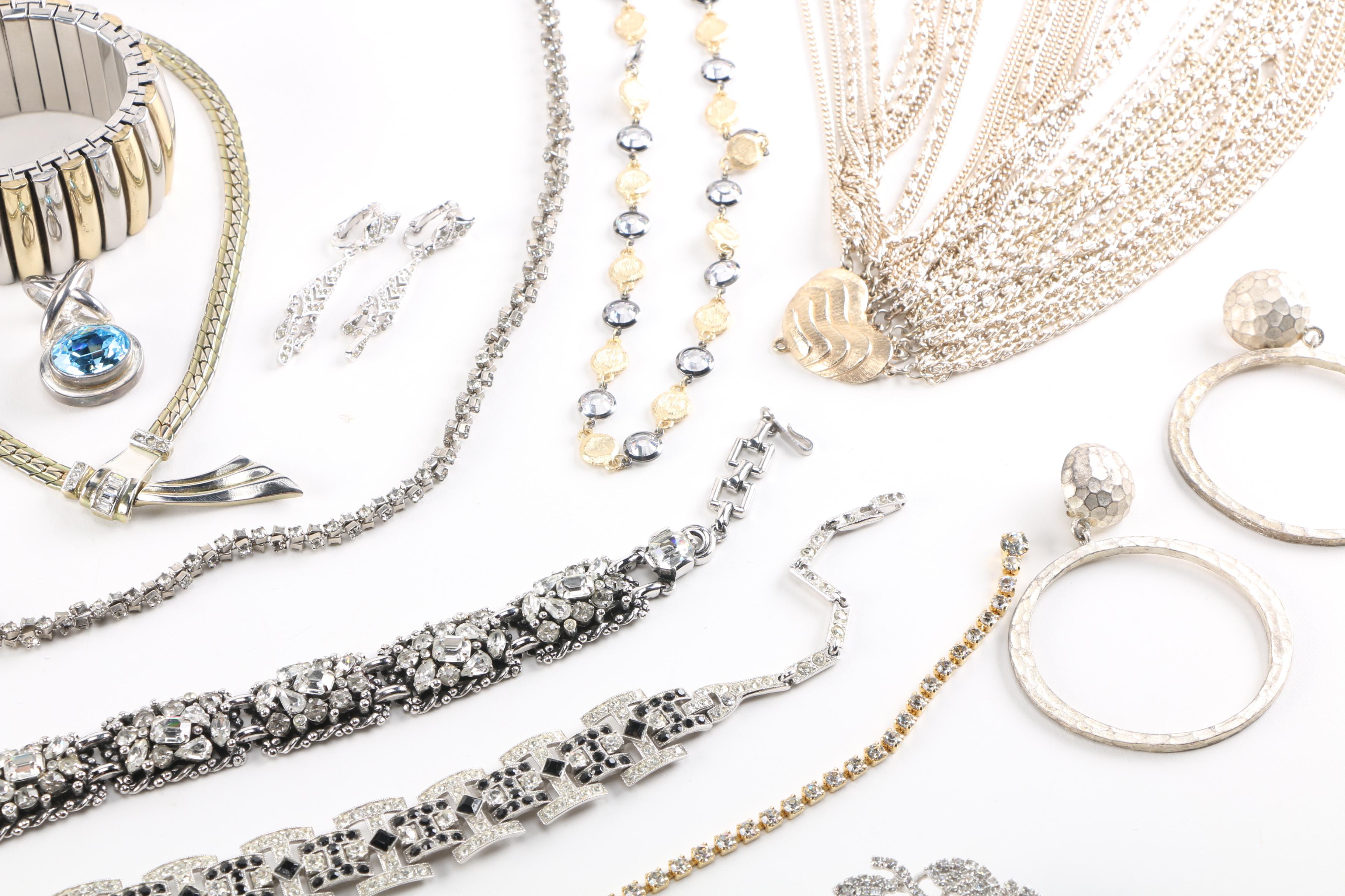 Silver and Gold Tone Costume Jewelry Including Kramer