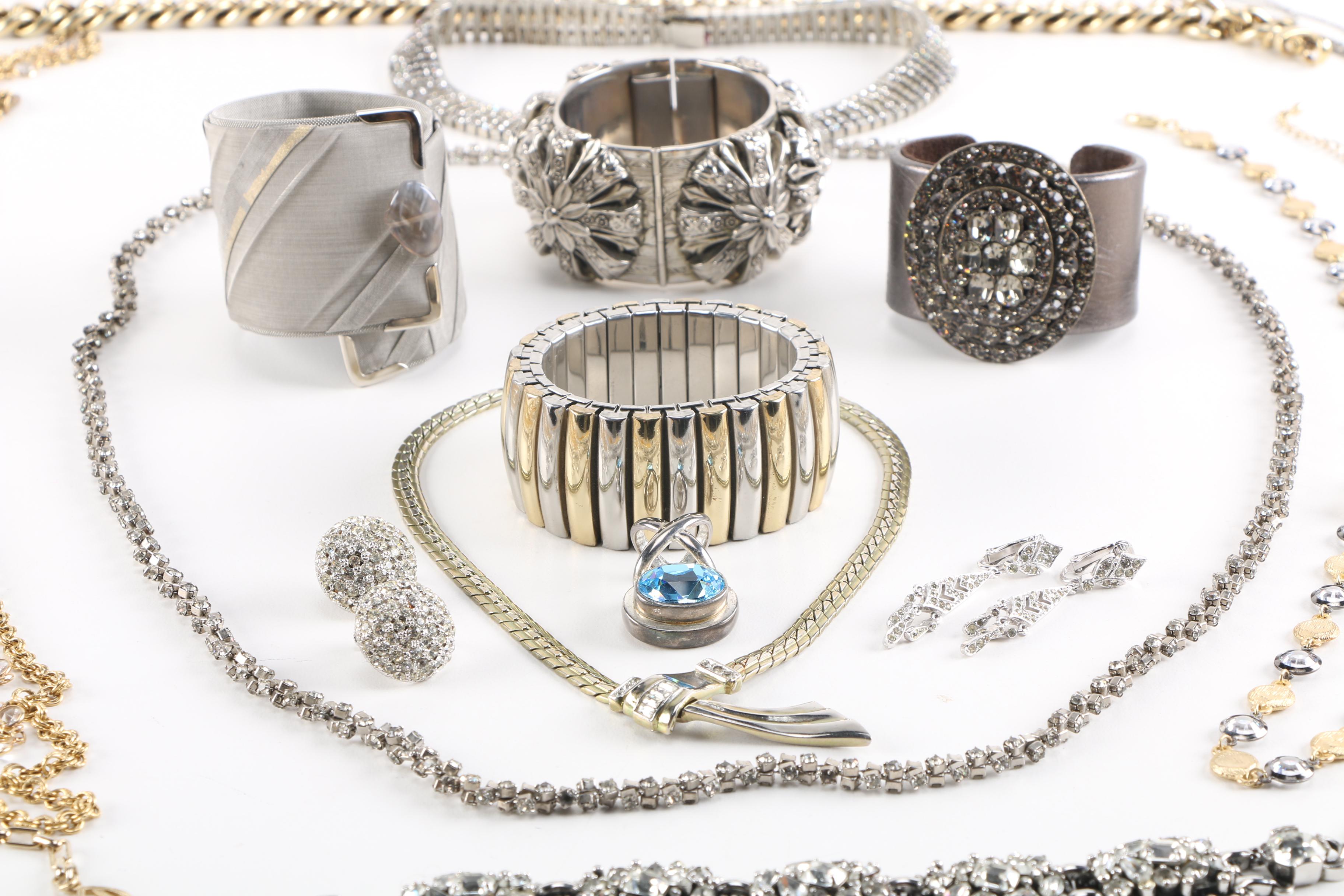 Silver and Gold Tone Costume Jewelry Including Kramer