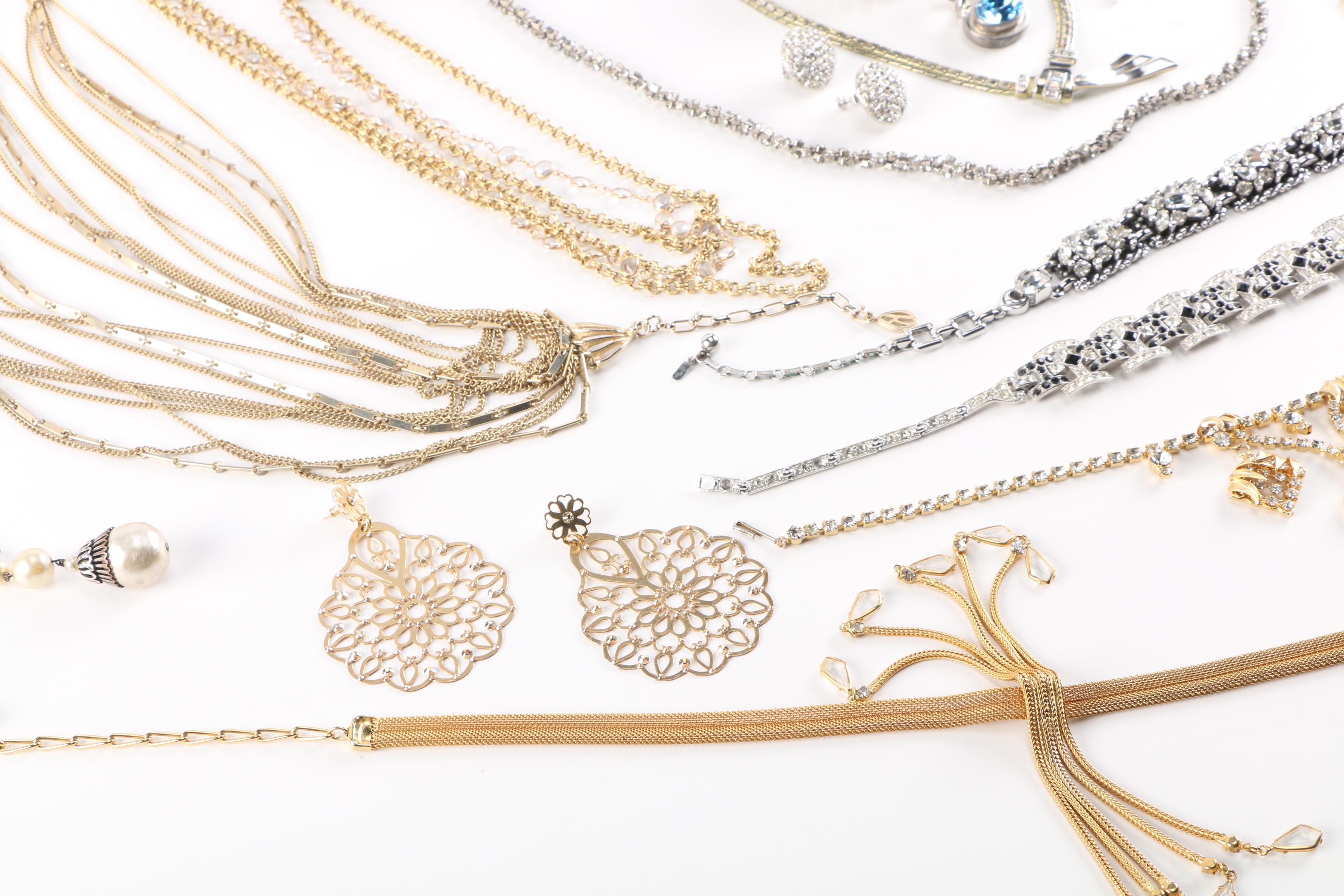 Silver and Gold Tone Costume Jewelry Including Kramer