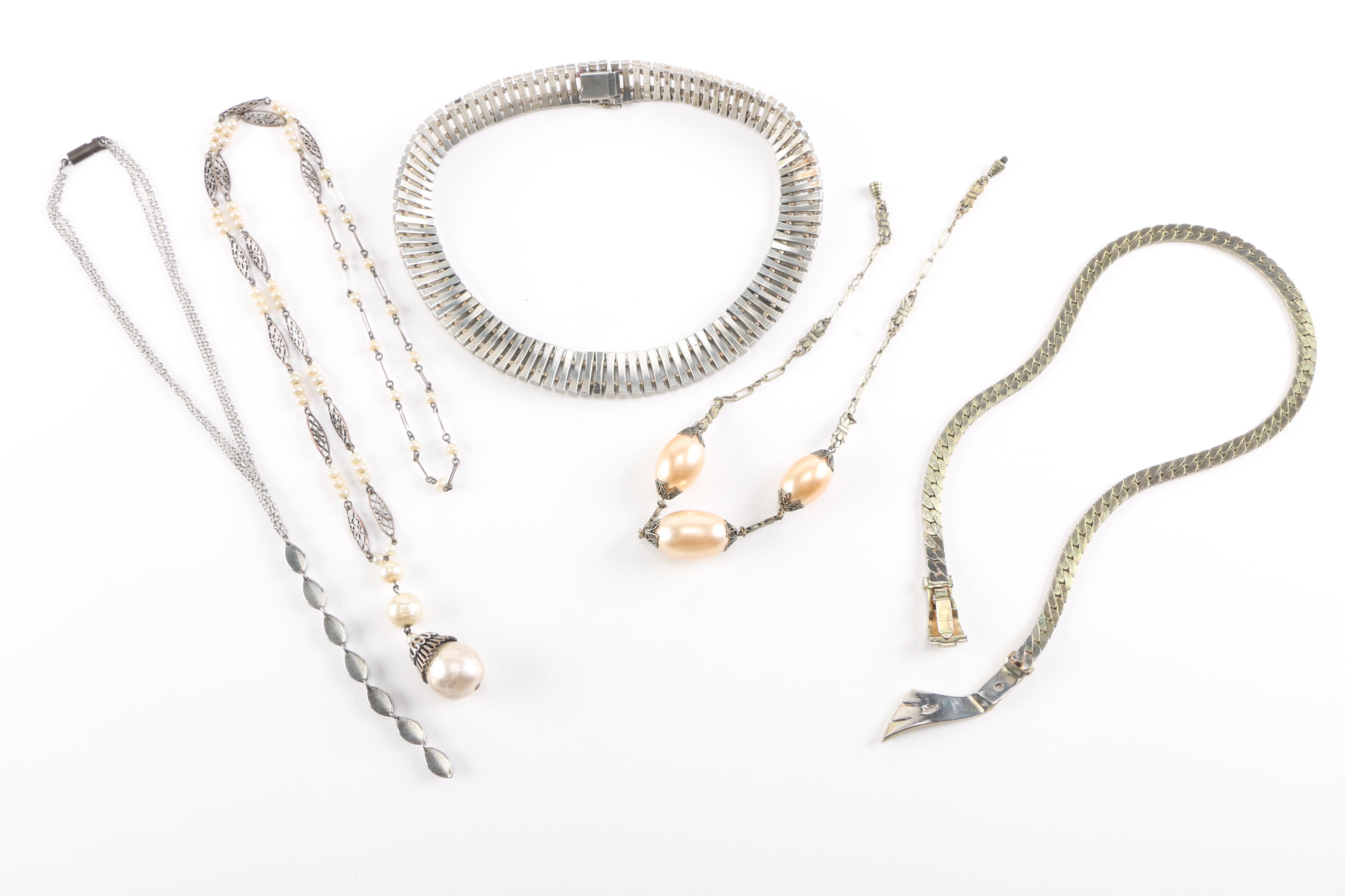 Silver and Gold Tone Costume Jewelry Including Kramer