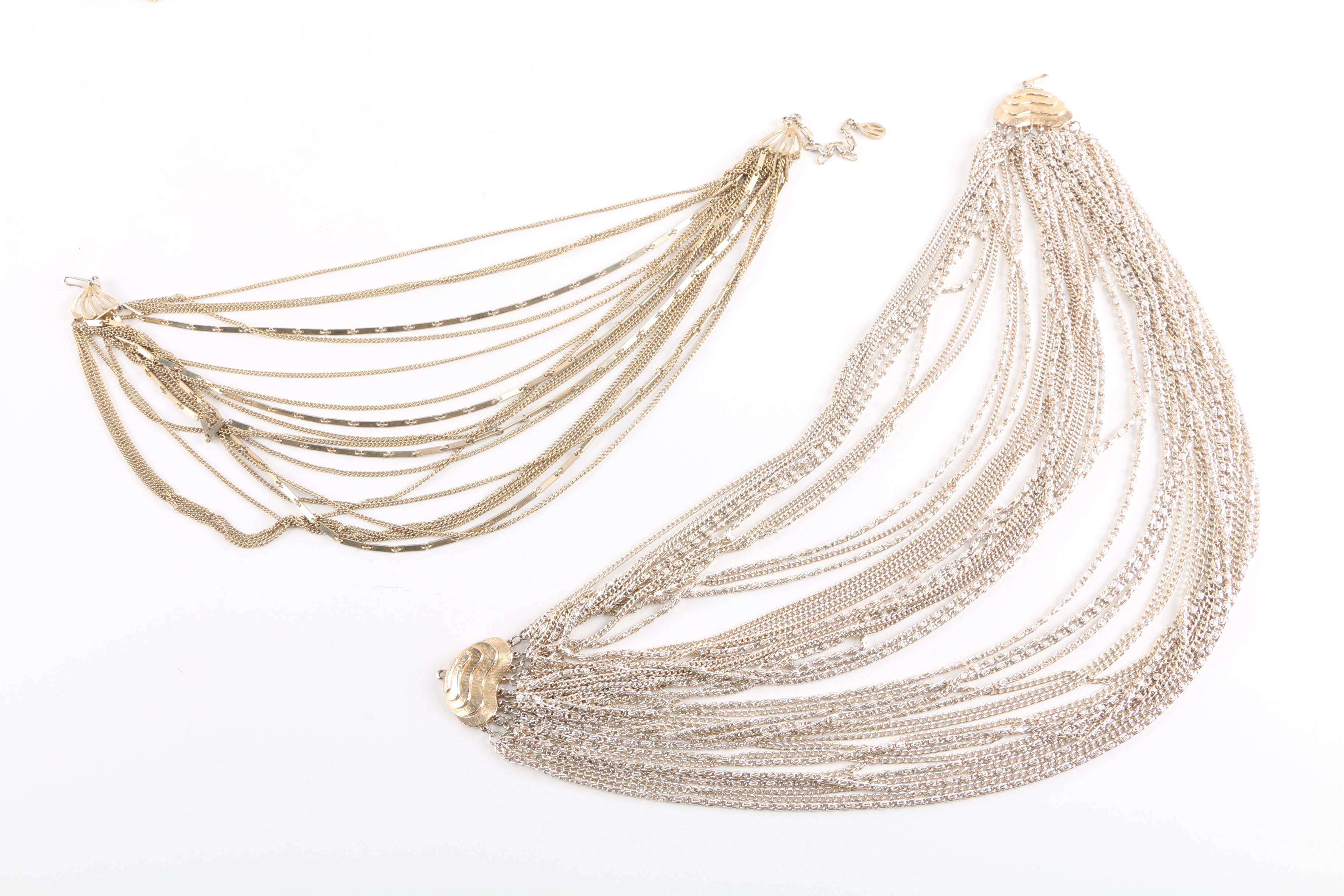 Silver and Gold Tone Costume Jewelry Including Kramer