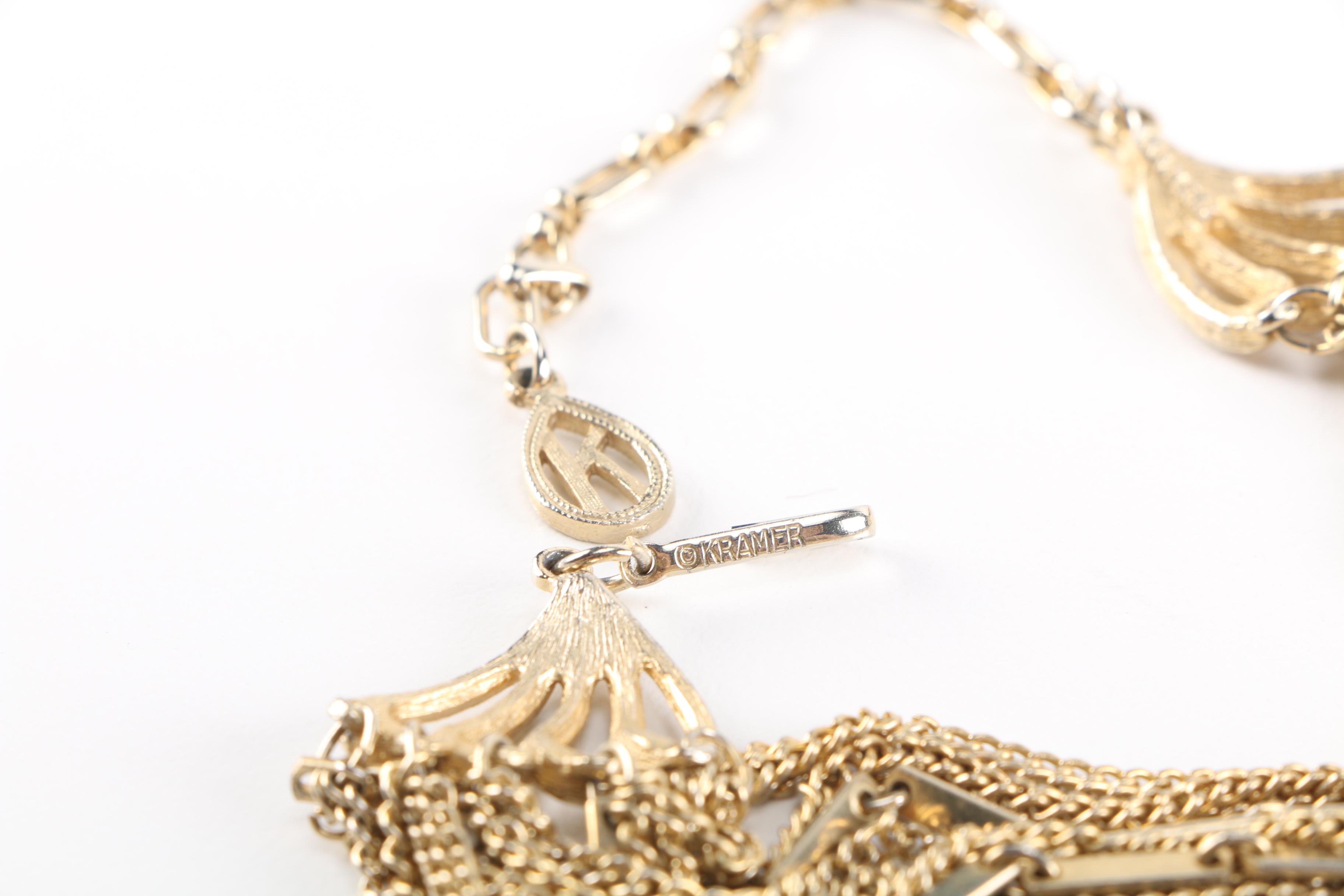 Silver and Gold Tone Costume Jewelry Including Kramer