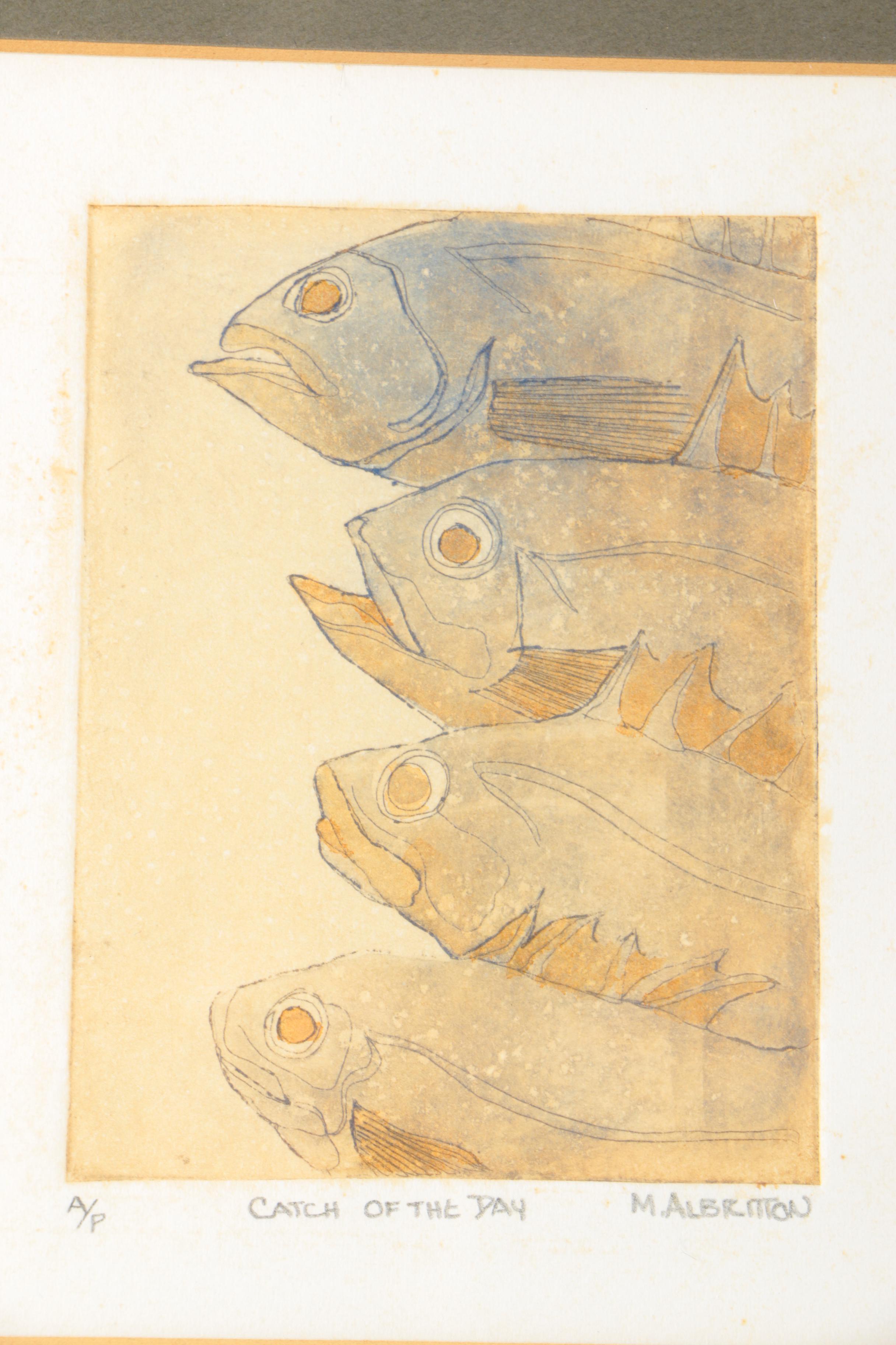 M. Albritton Artist Proof Intaglio Print on Paper "Catch Of The Day"