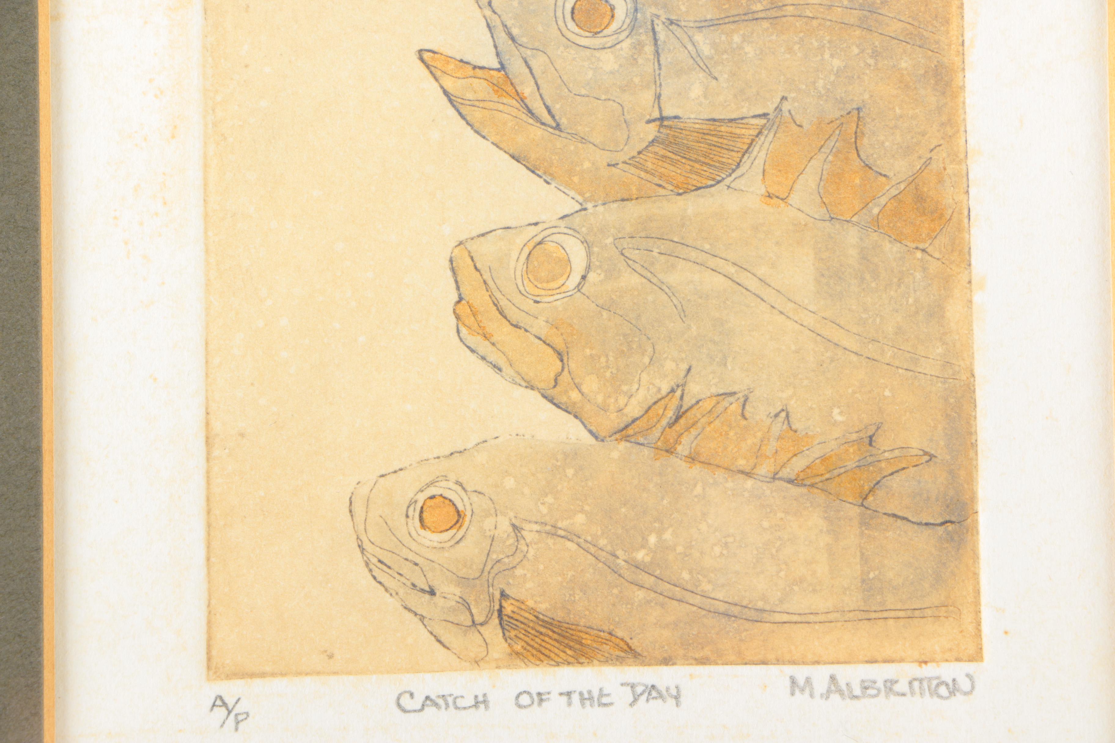 M. Albritton Artist Proof Intaglio Print on Paper "Catch Of The Day"