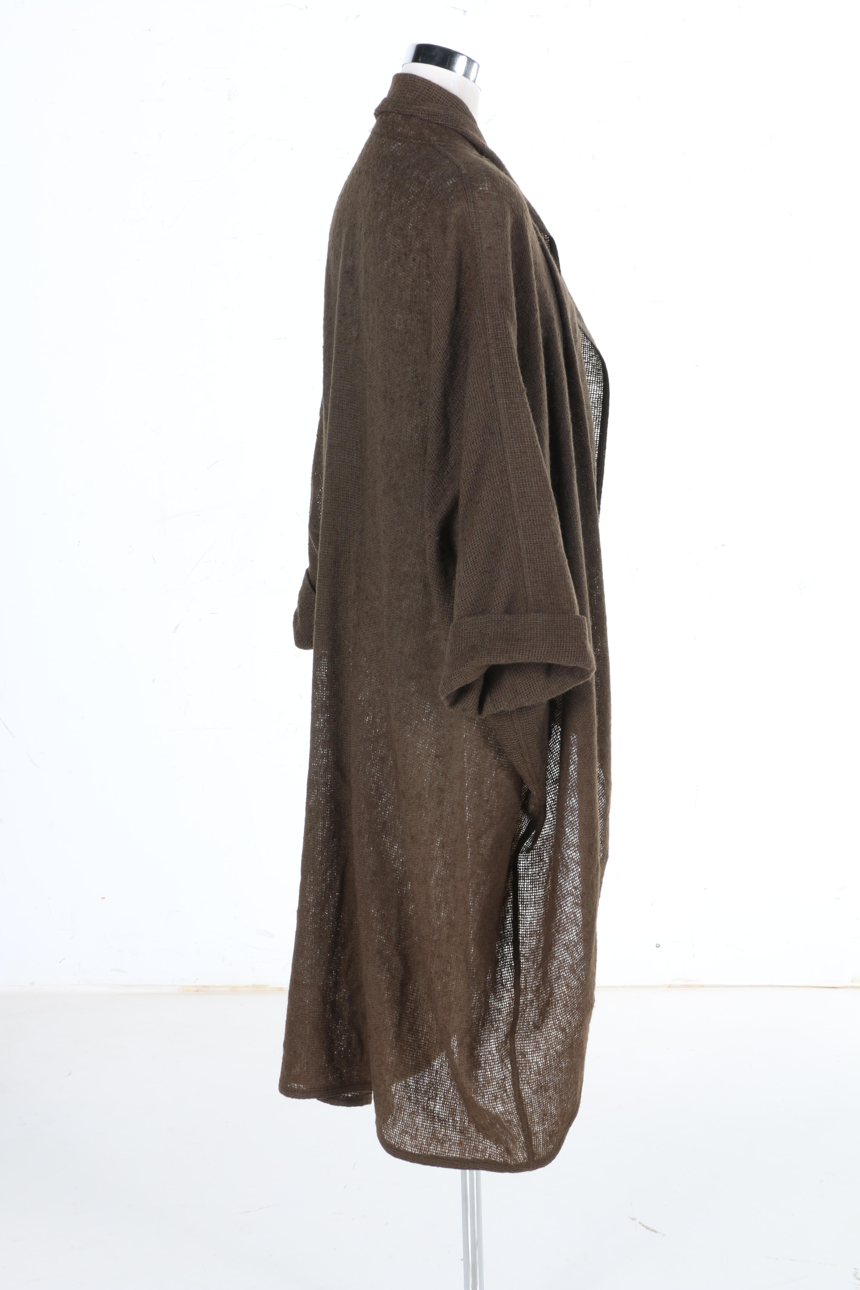 Walter Albini Woven Brown Shawl Front Cardigan