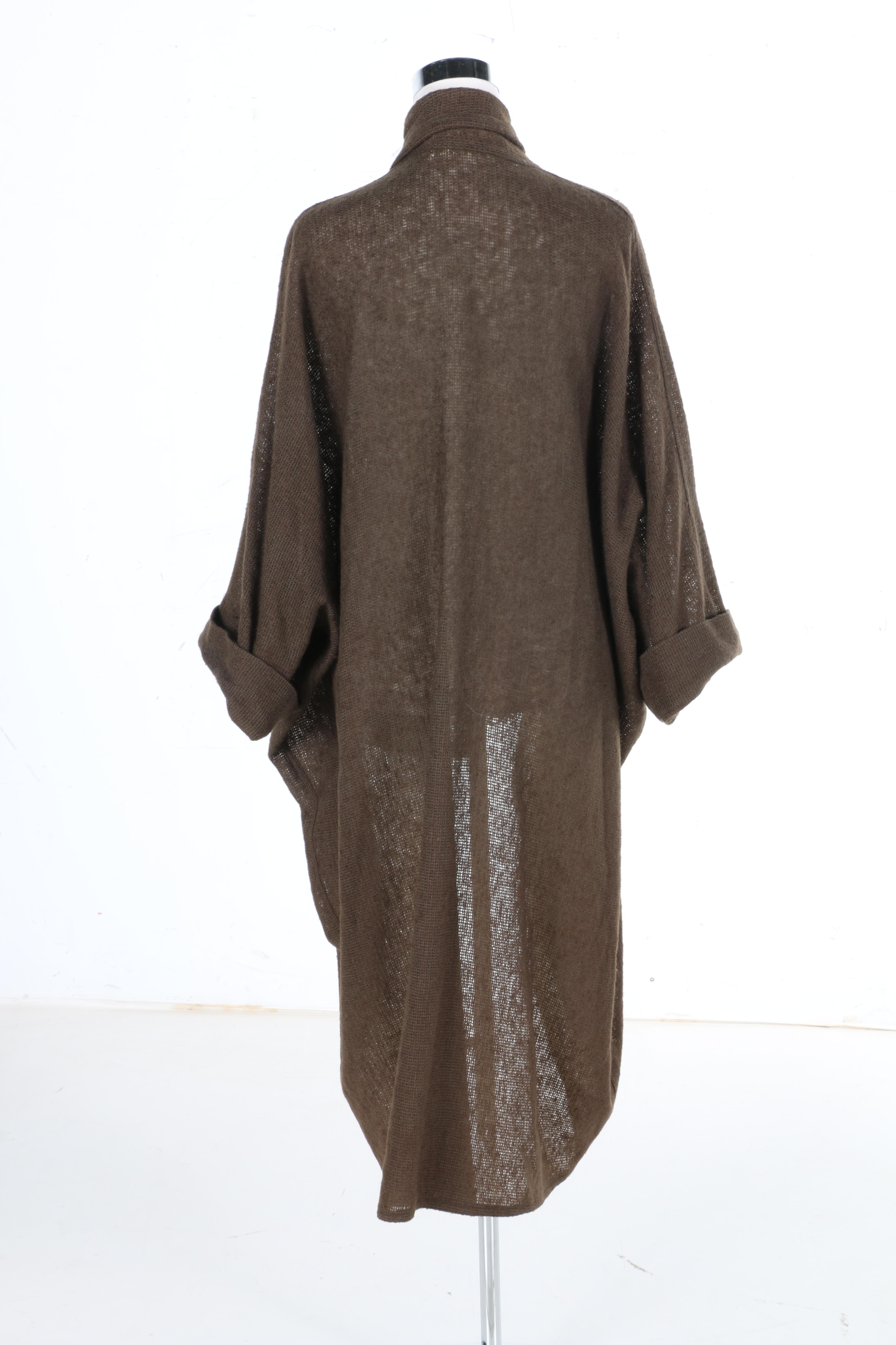 Walter Albini Woven Brown Shawl Front Cardigan