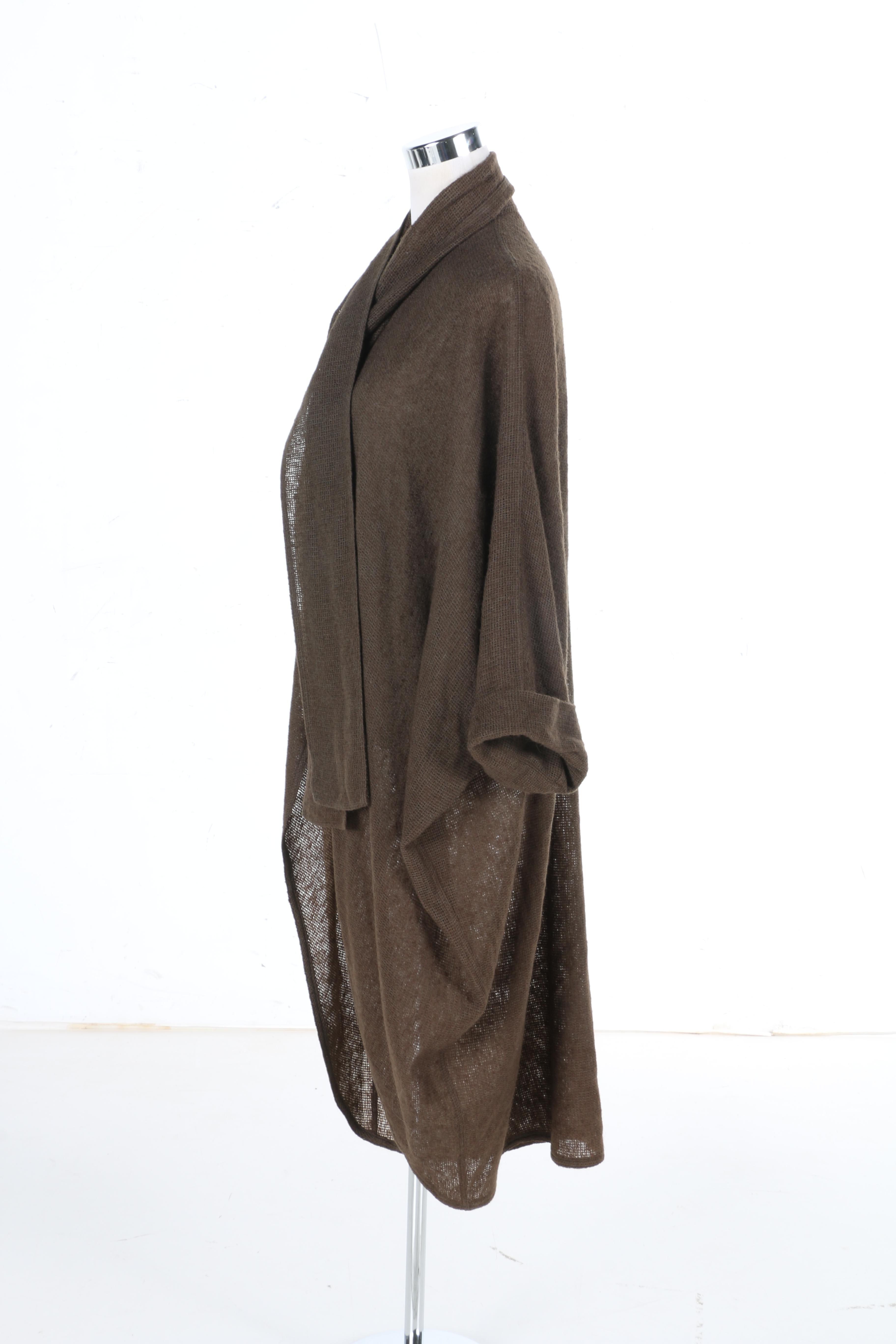 Walter Albini Woven Brown Shawl Front Cardigan
