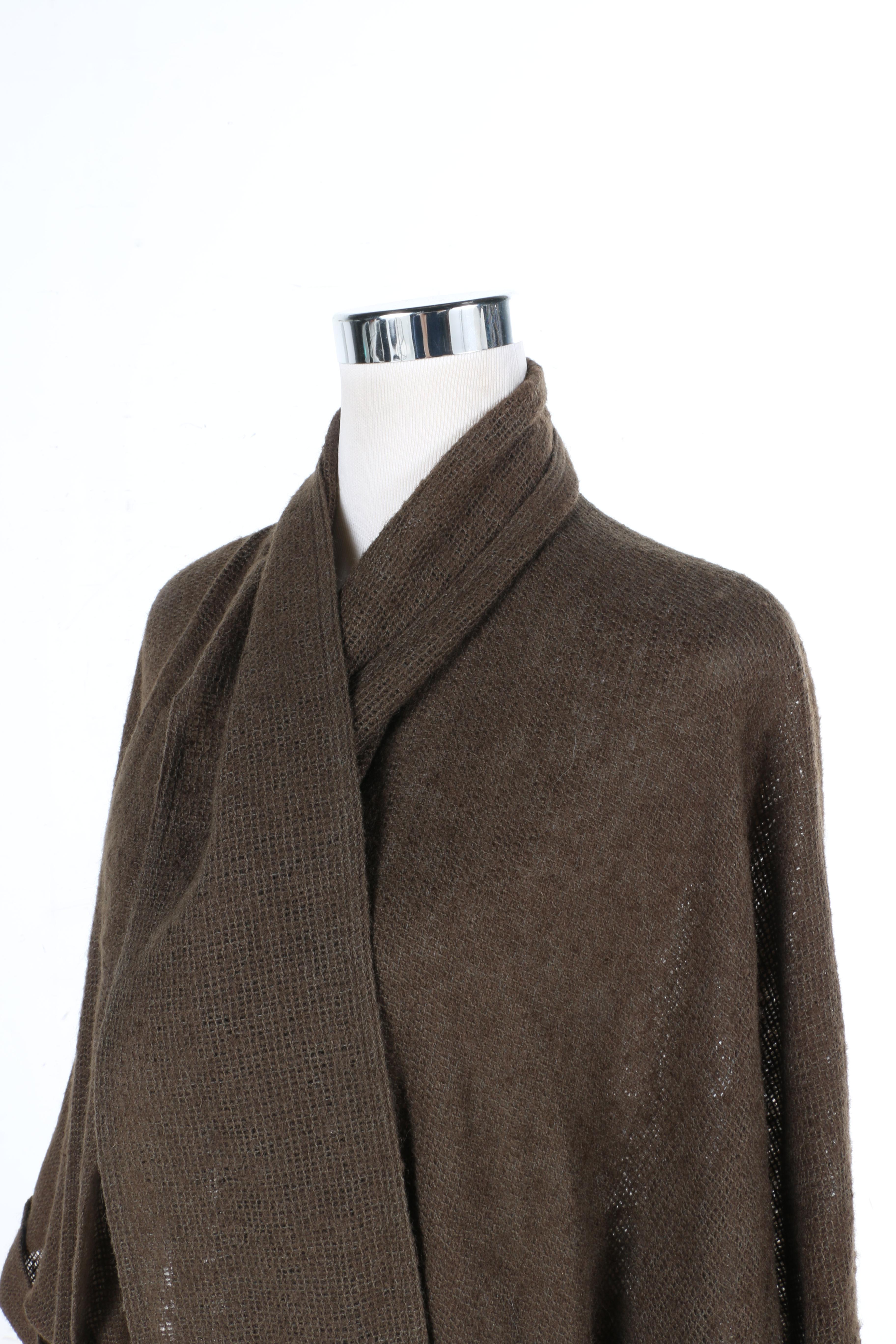 Walter Albini Woven Brown Shawl Front Cardigan