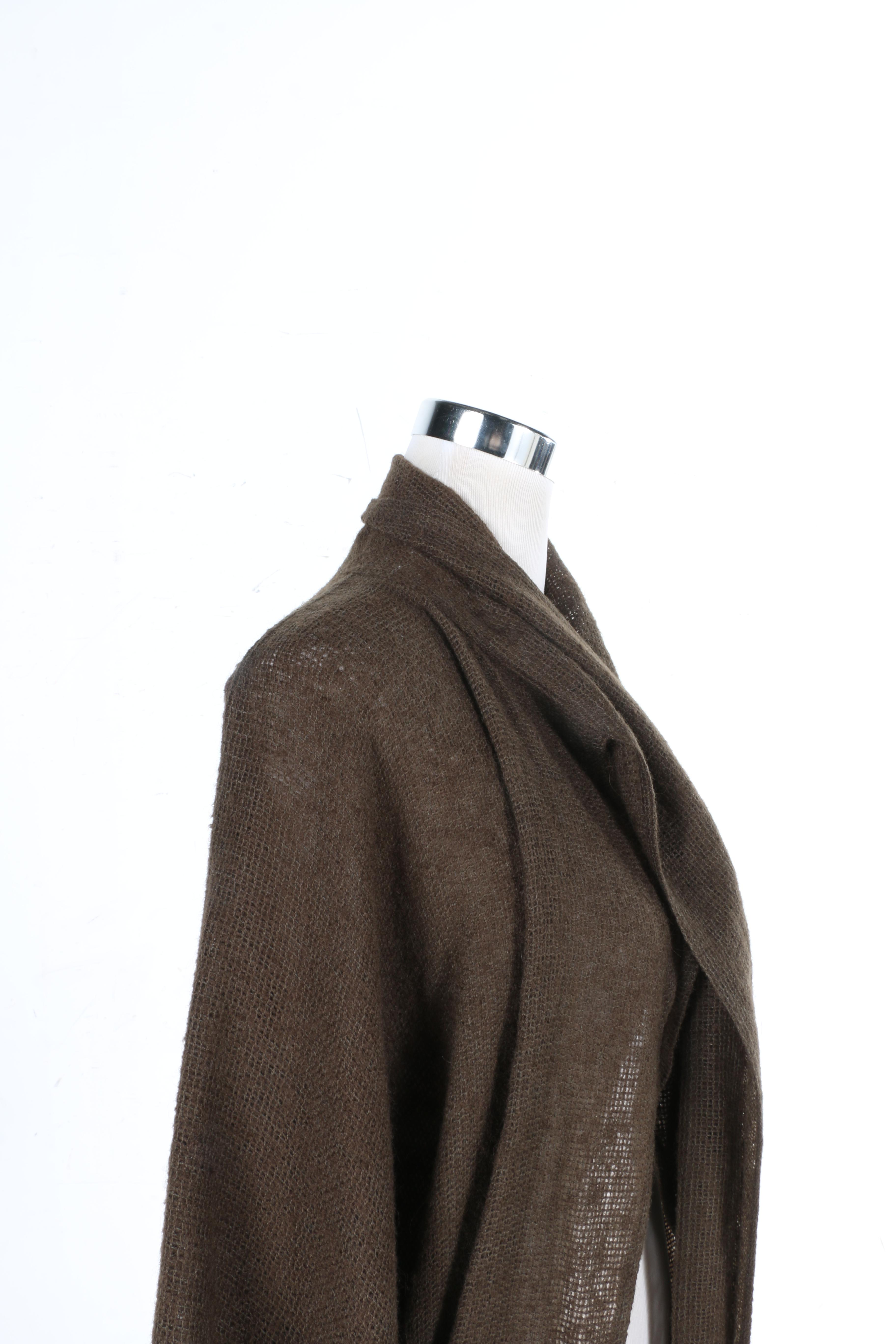 Walter Albini Woven Brown Shawl Front Cardigan