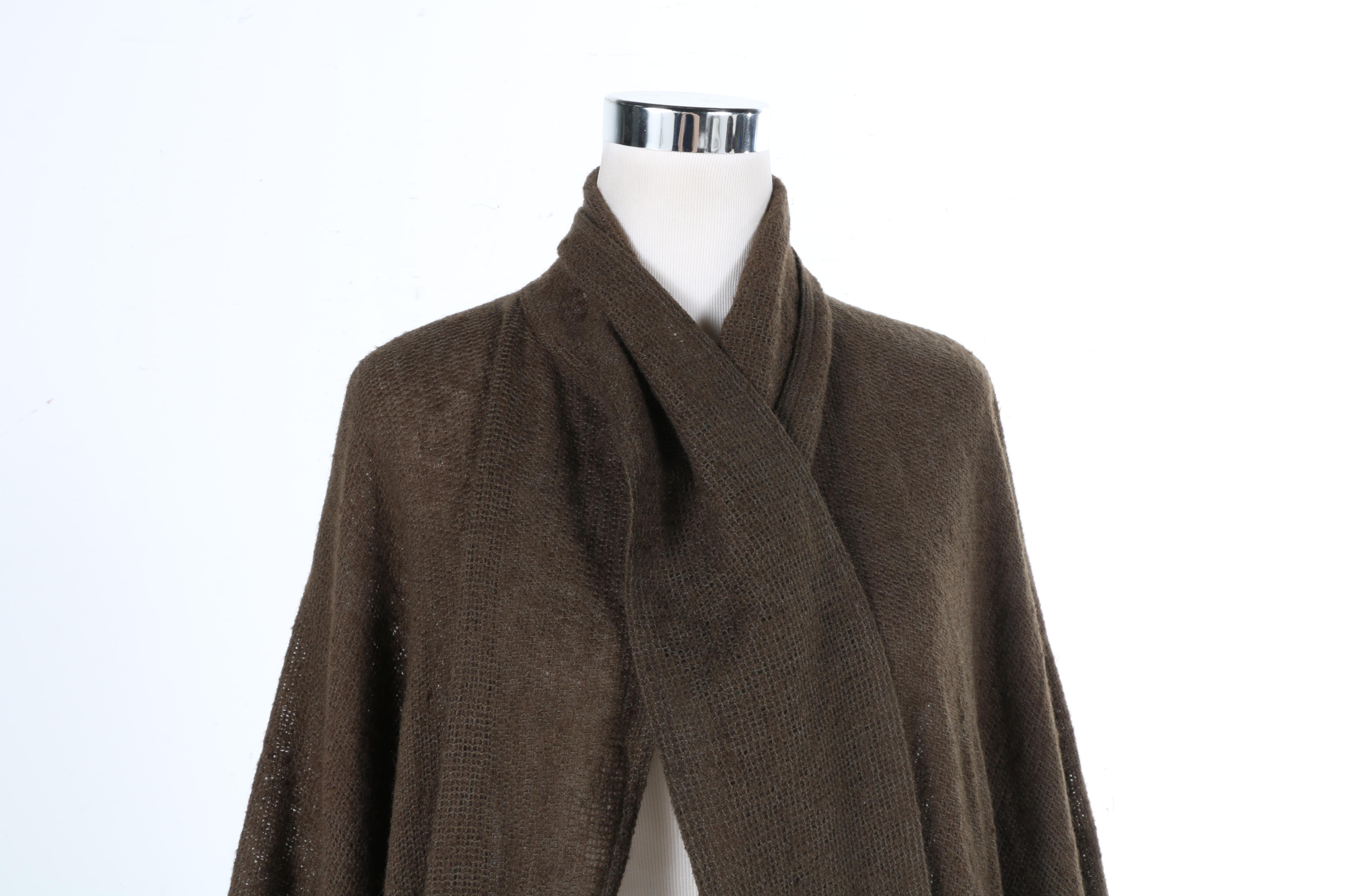 Walter Albini Woven Brown Shawl Front Cardigan