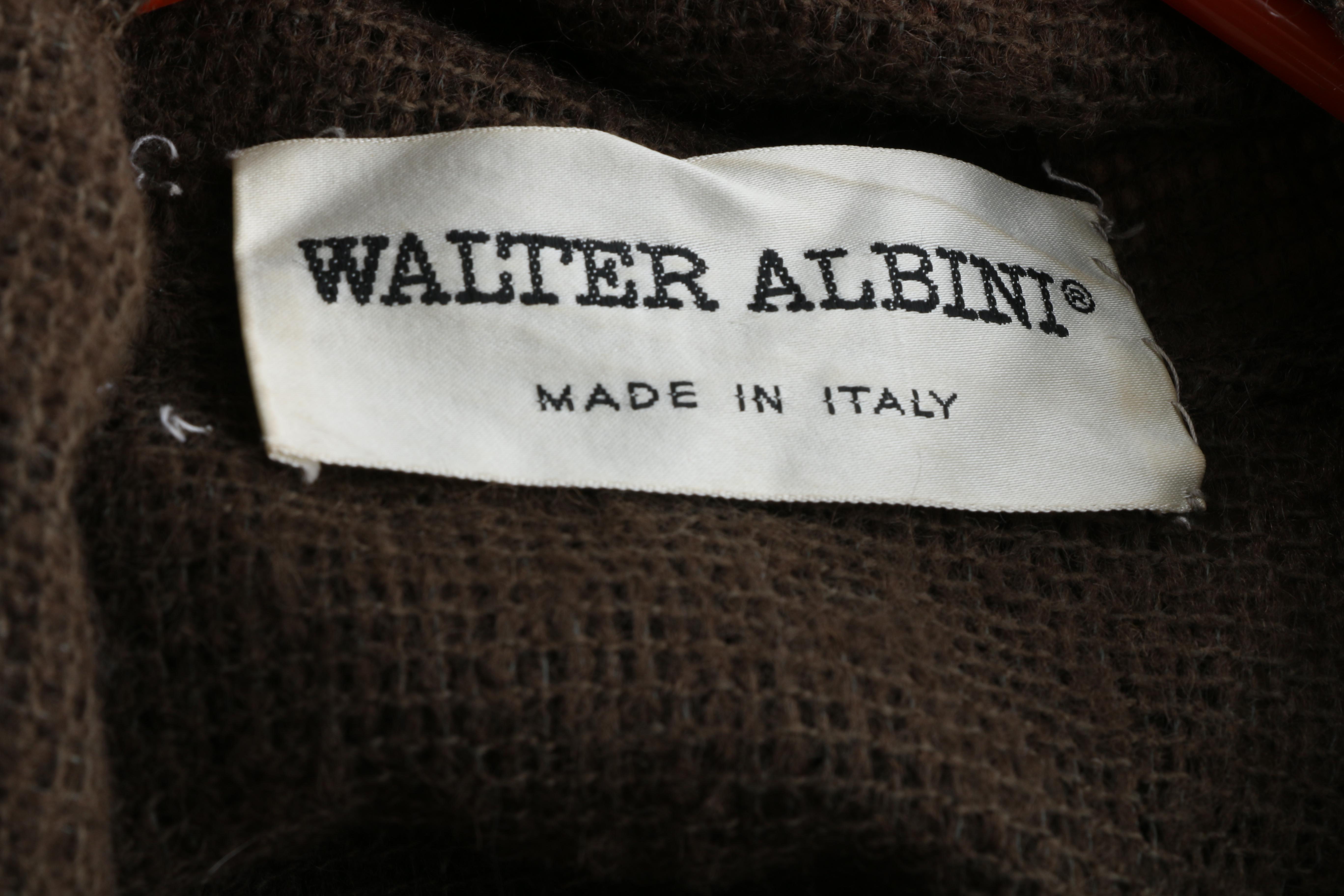Walter Albini Woven Brown Shawl Front Cardigan