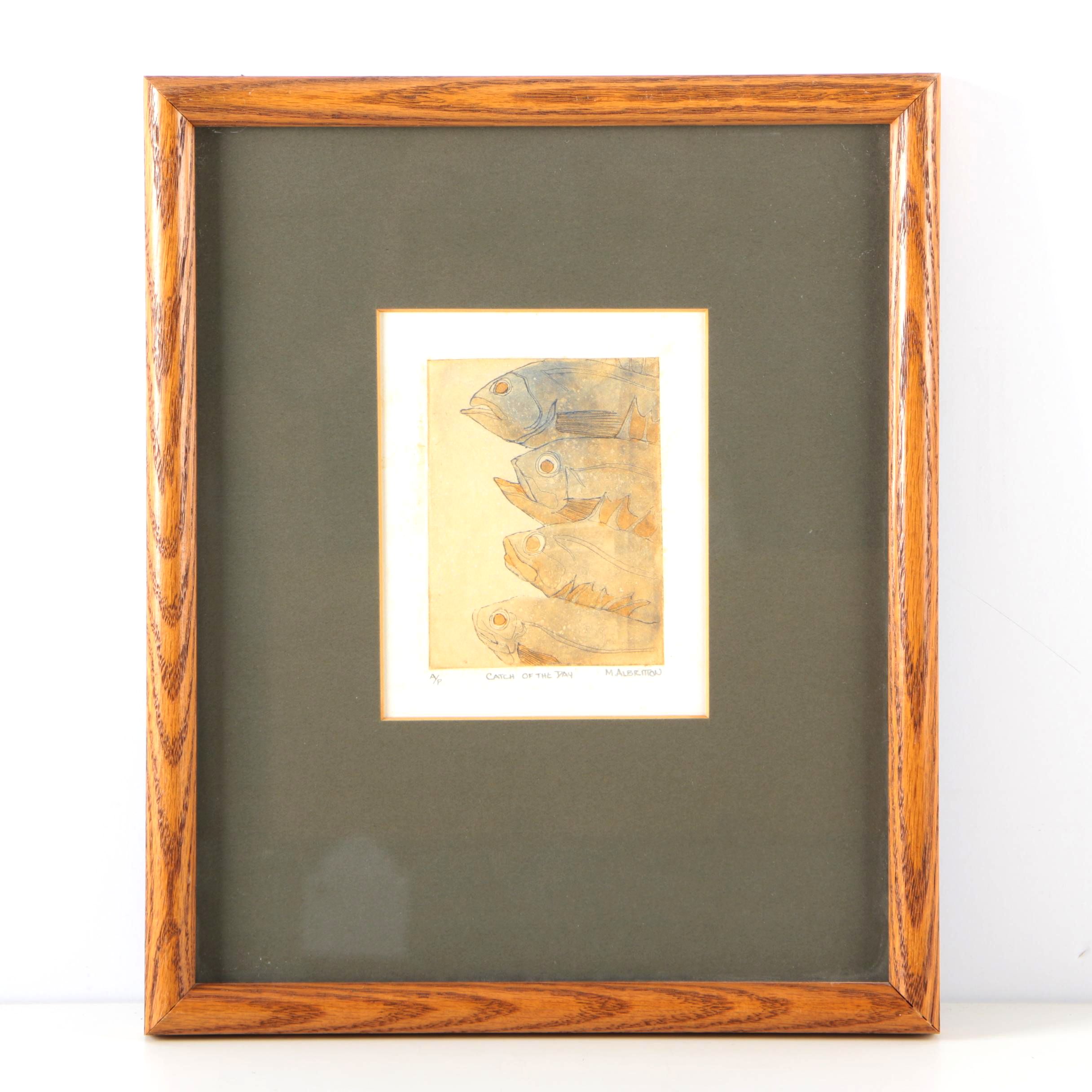 M. Albritton Artist Proof Intaglio Print on Paper "Catch Of The Day"