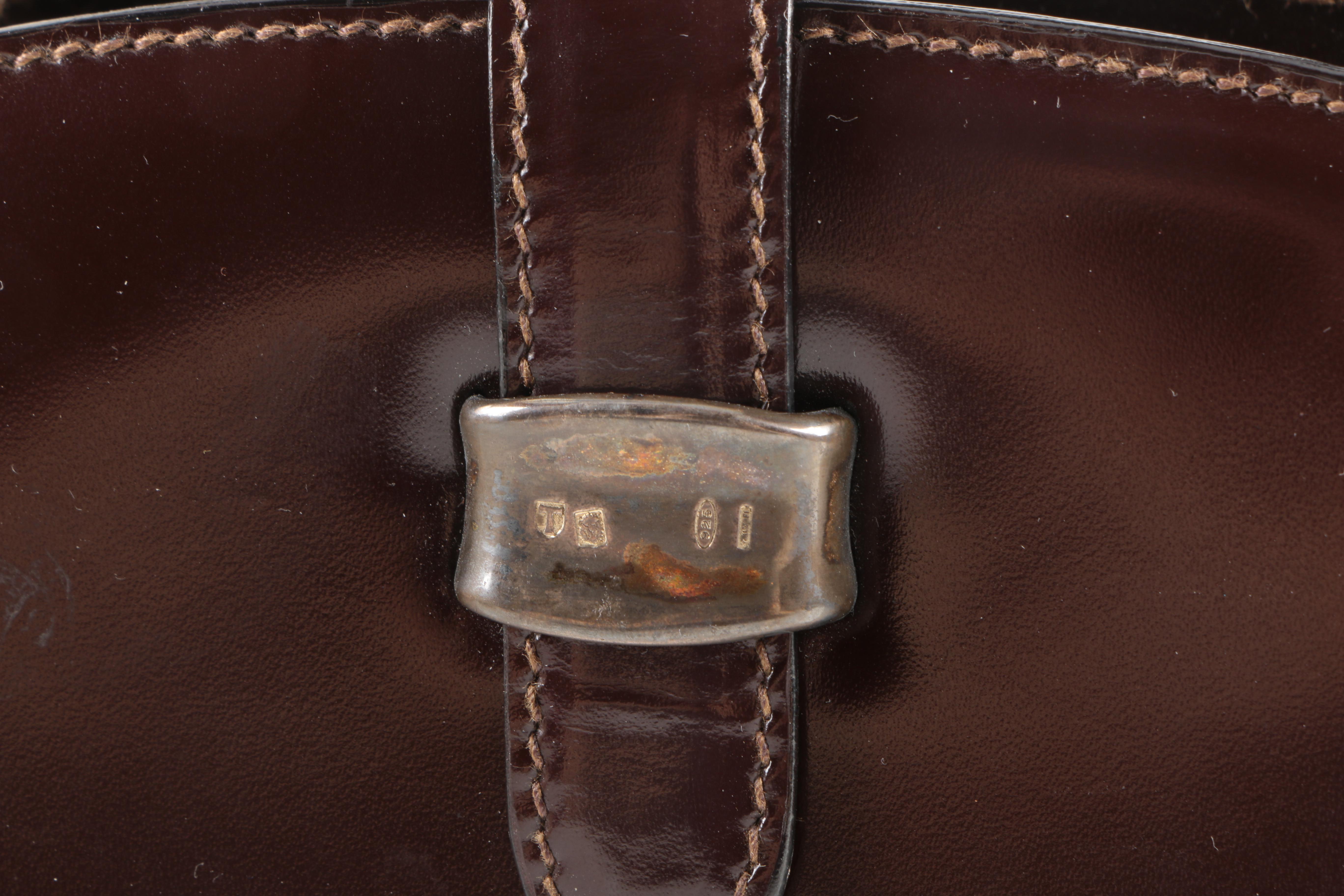 Tardini Leather Bag With Sterling Accent and Tapestry Clutch