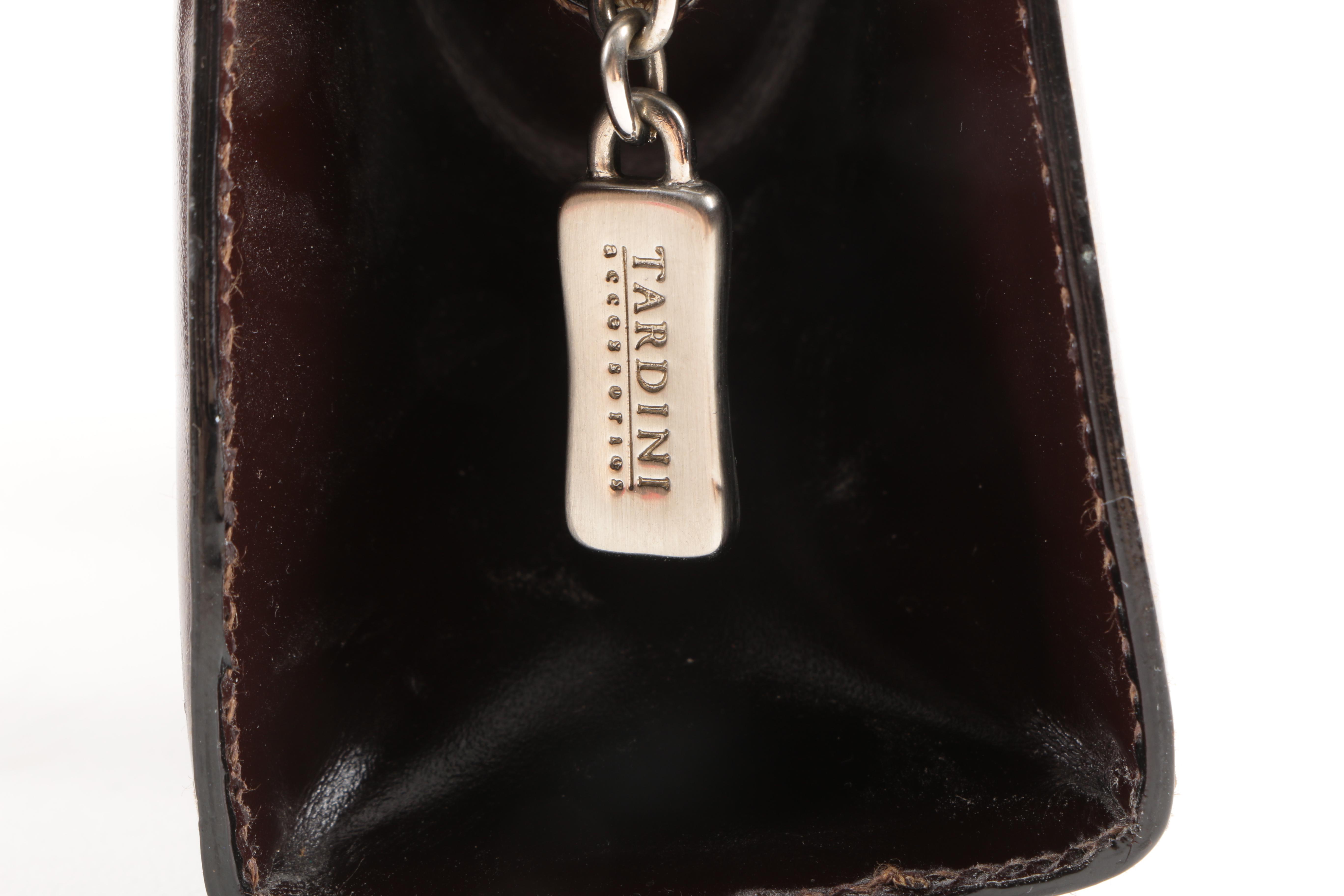 Tardini Leather Bag With Sterling Accent and Tapestry Clutch