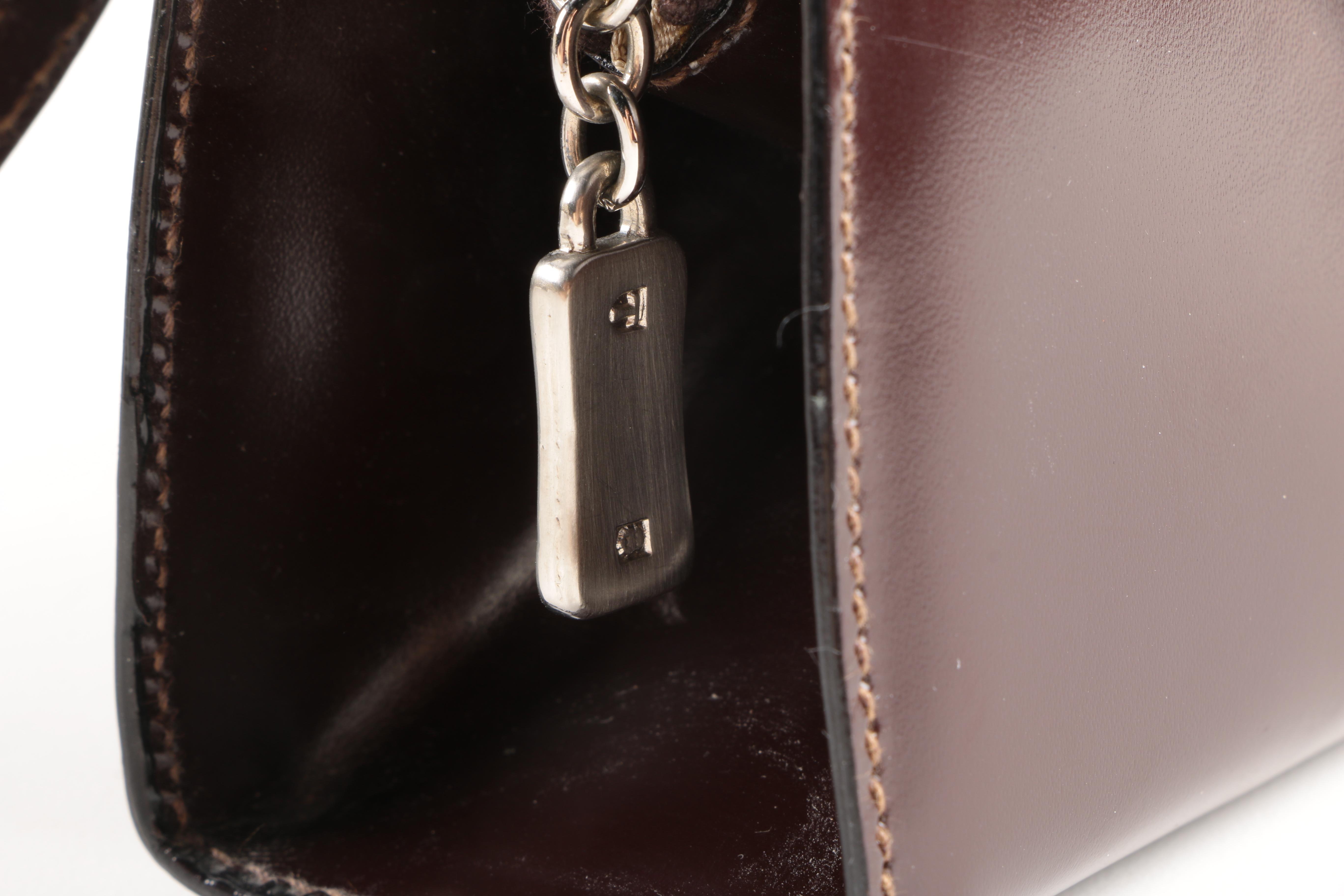 Tardini Leather Bag With Sterling Accent and Tapestry Clutch