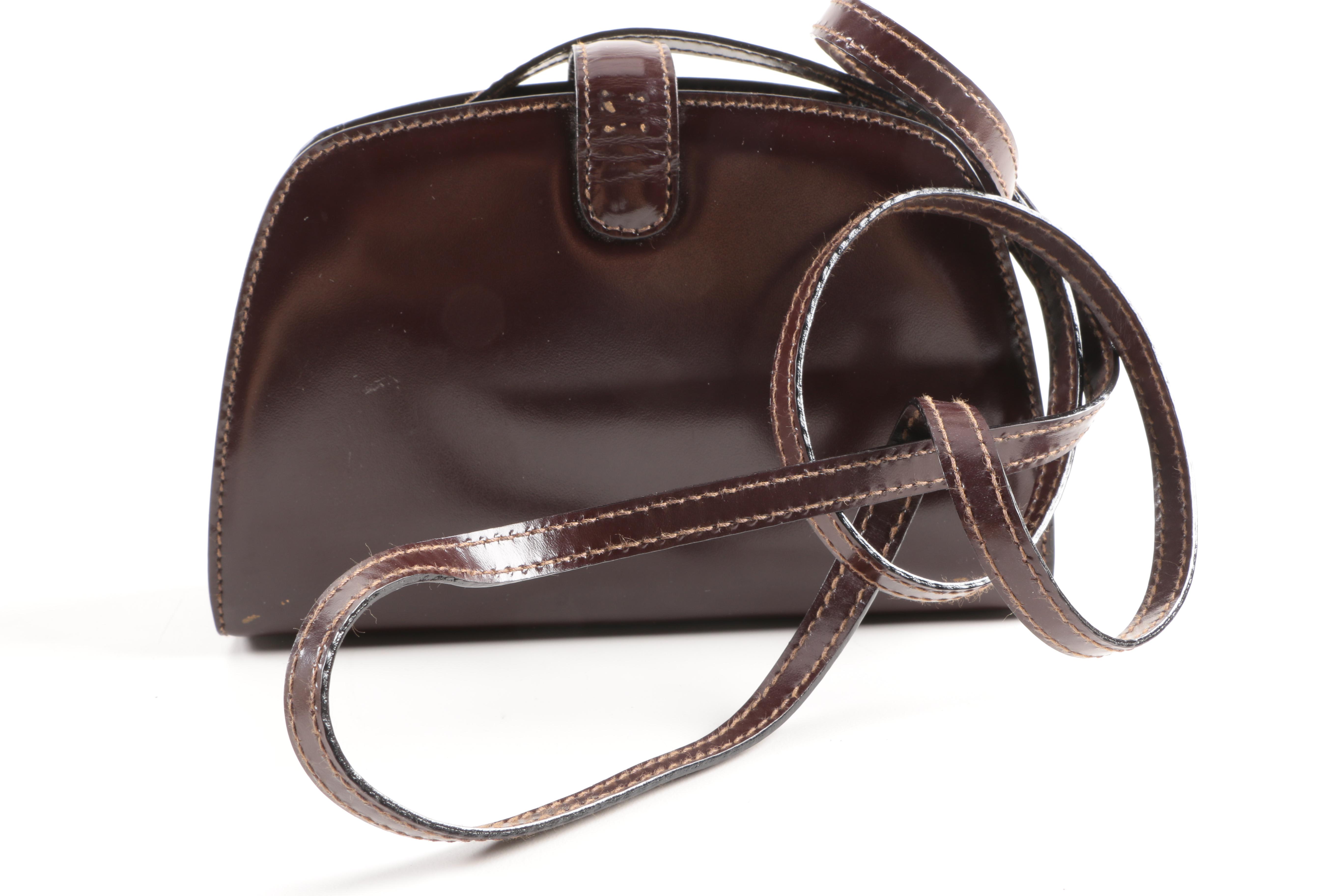 Tardini Leather Bag With Sterling Accent and Tapestry Clutch