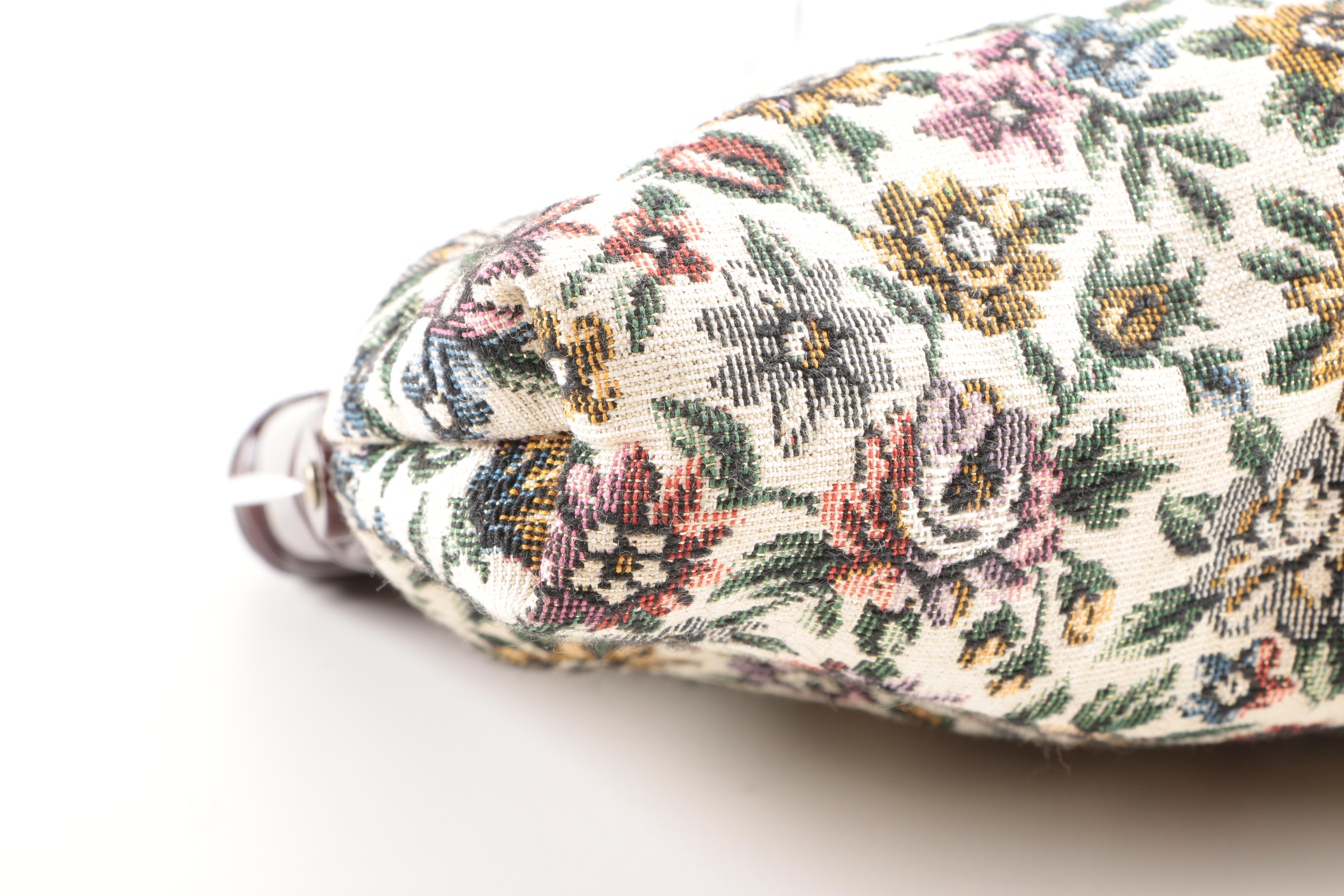 Tardini Leather Bag With Sterling Accent and Tapestry Clutch