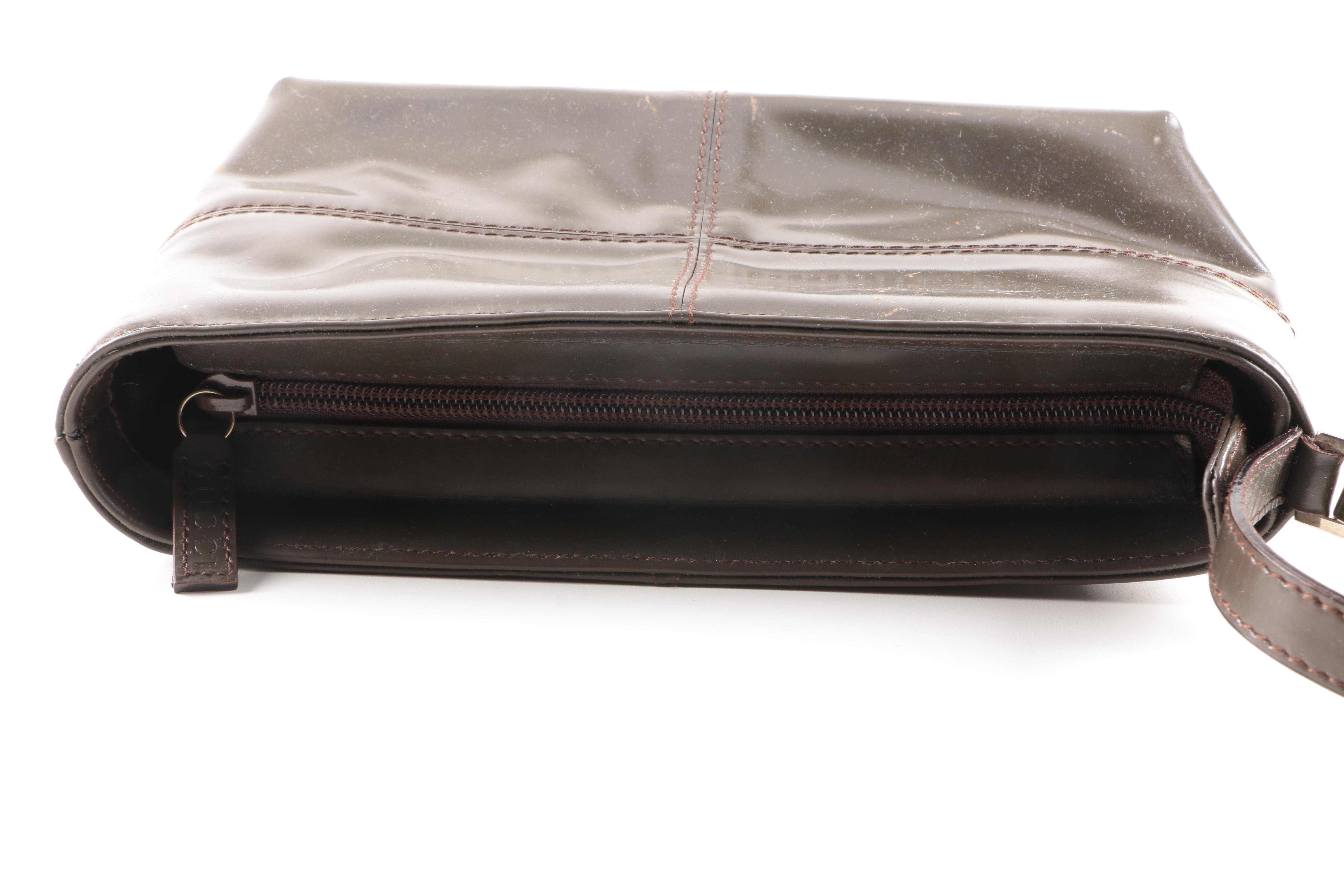 Gucci Brown Leather Wristlet