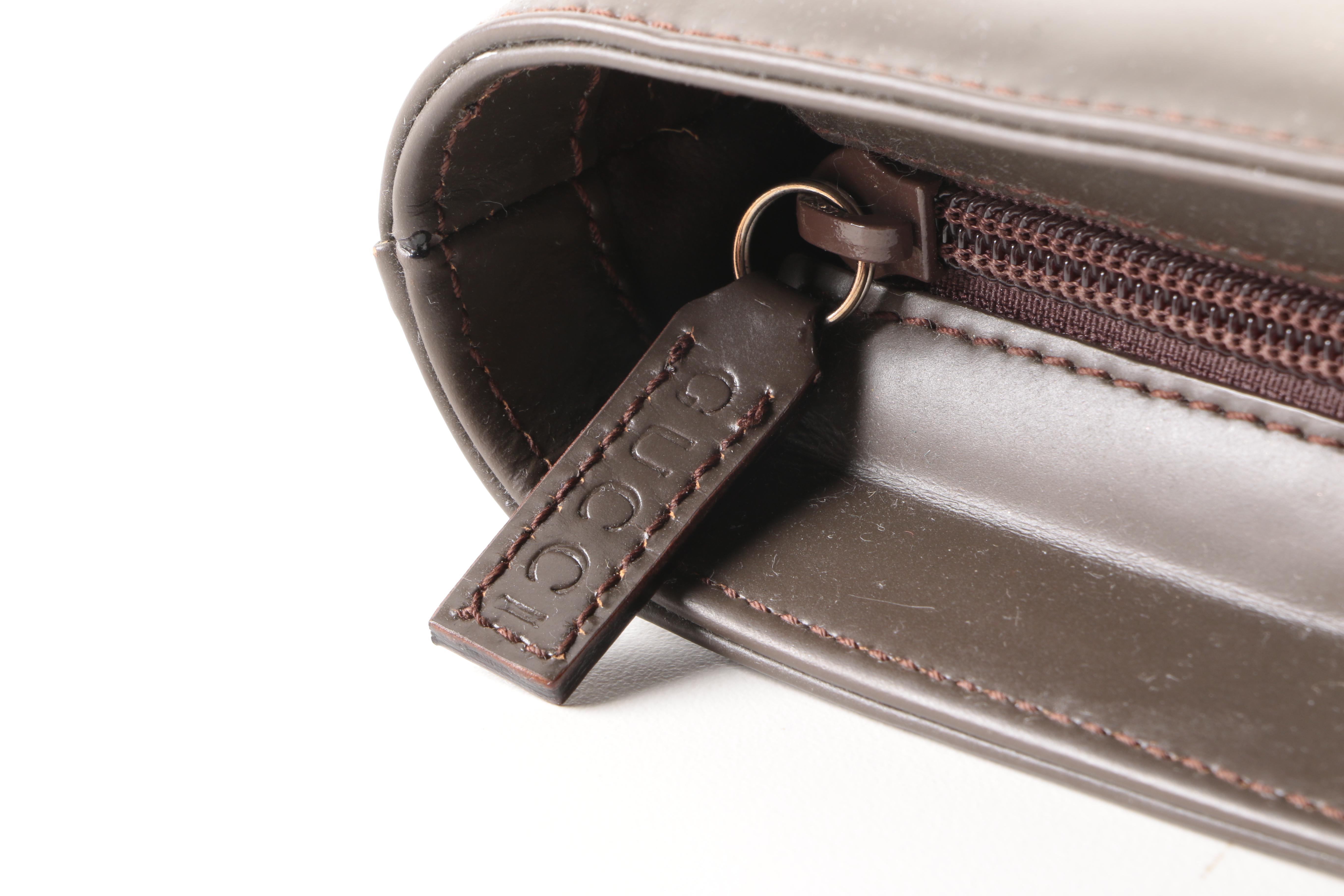 Gucci Brown Leather Wristlet