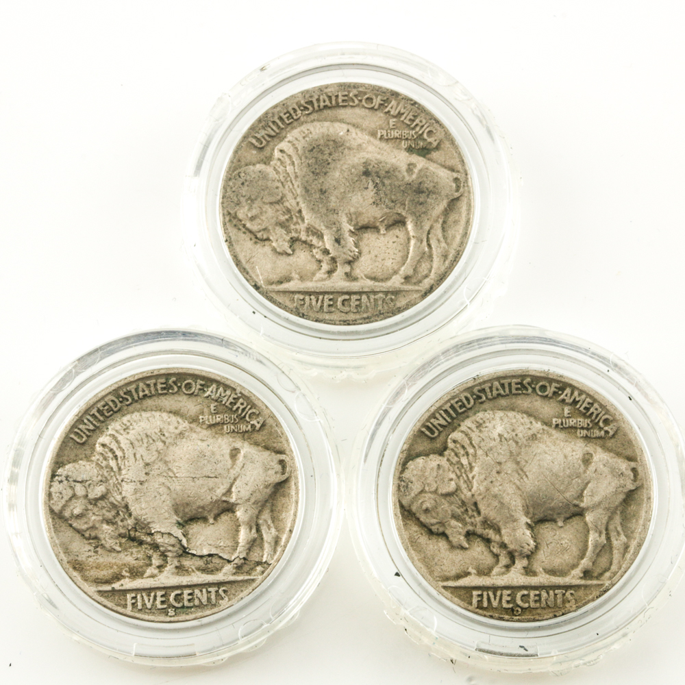 Set of Three Buffalo Nickels