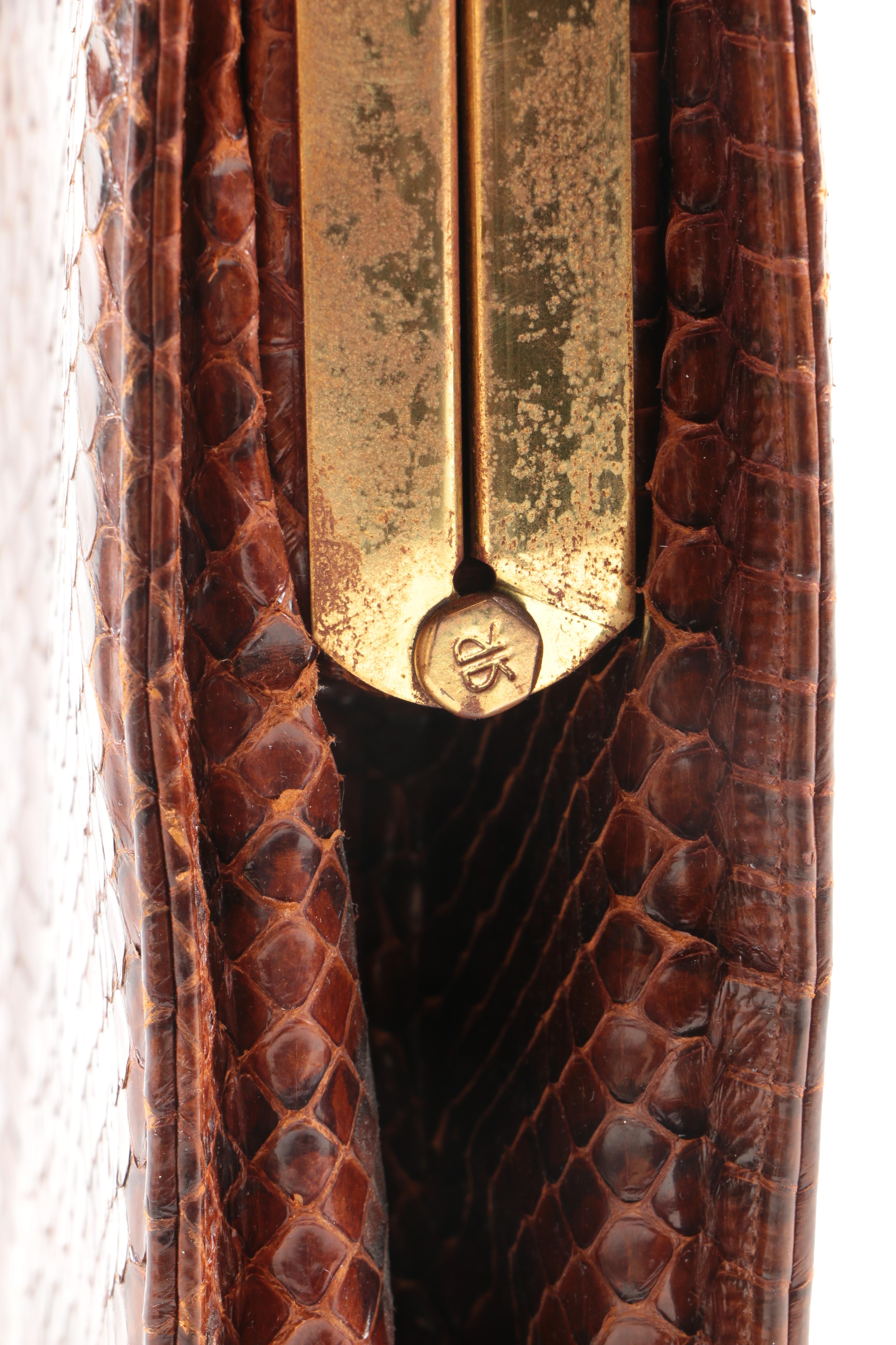 Vintage Brown Snakeskin Handbag By Susan