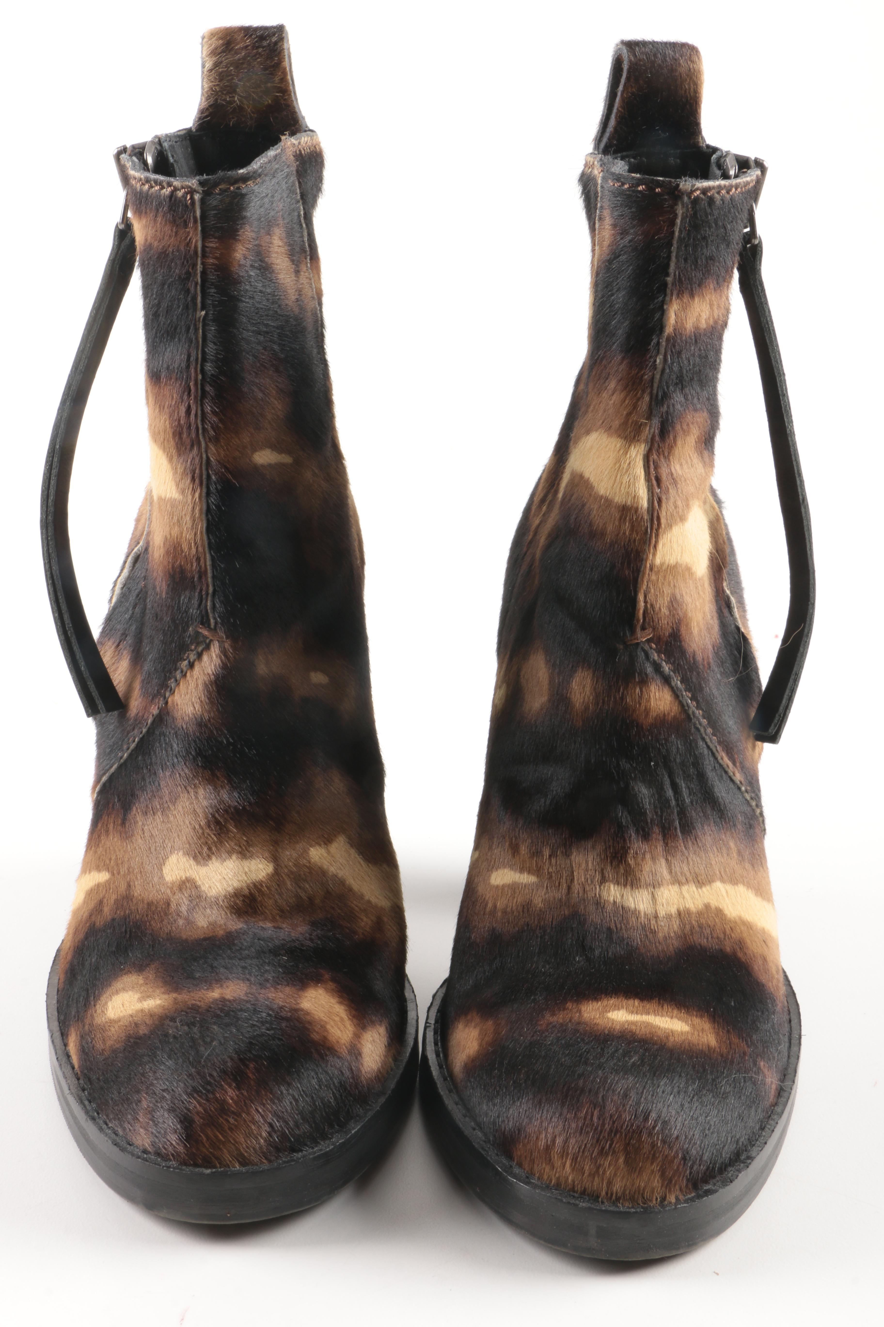 Acne Brown Camouflage  Calf Hair Boots
