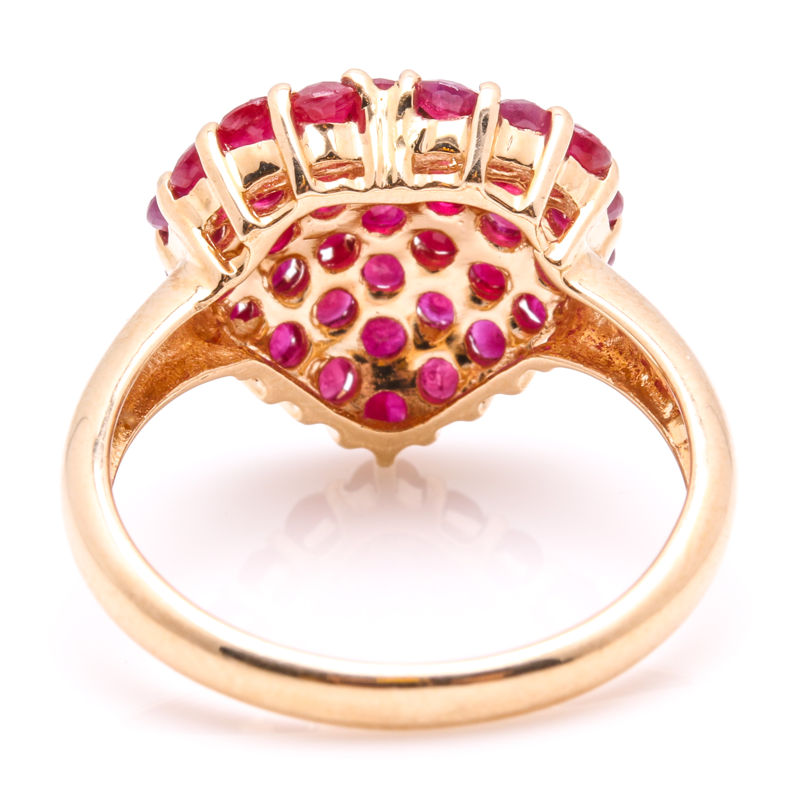 14K Yellow Gold Ruby Heart Cluster Ring