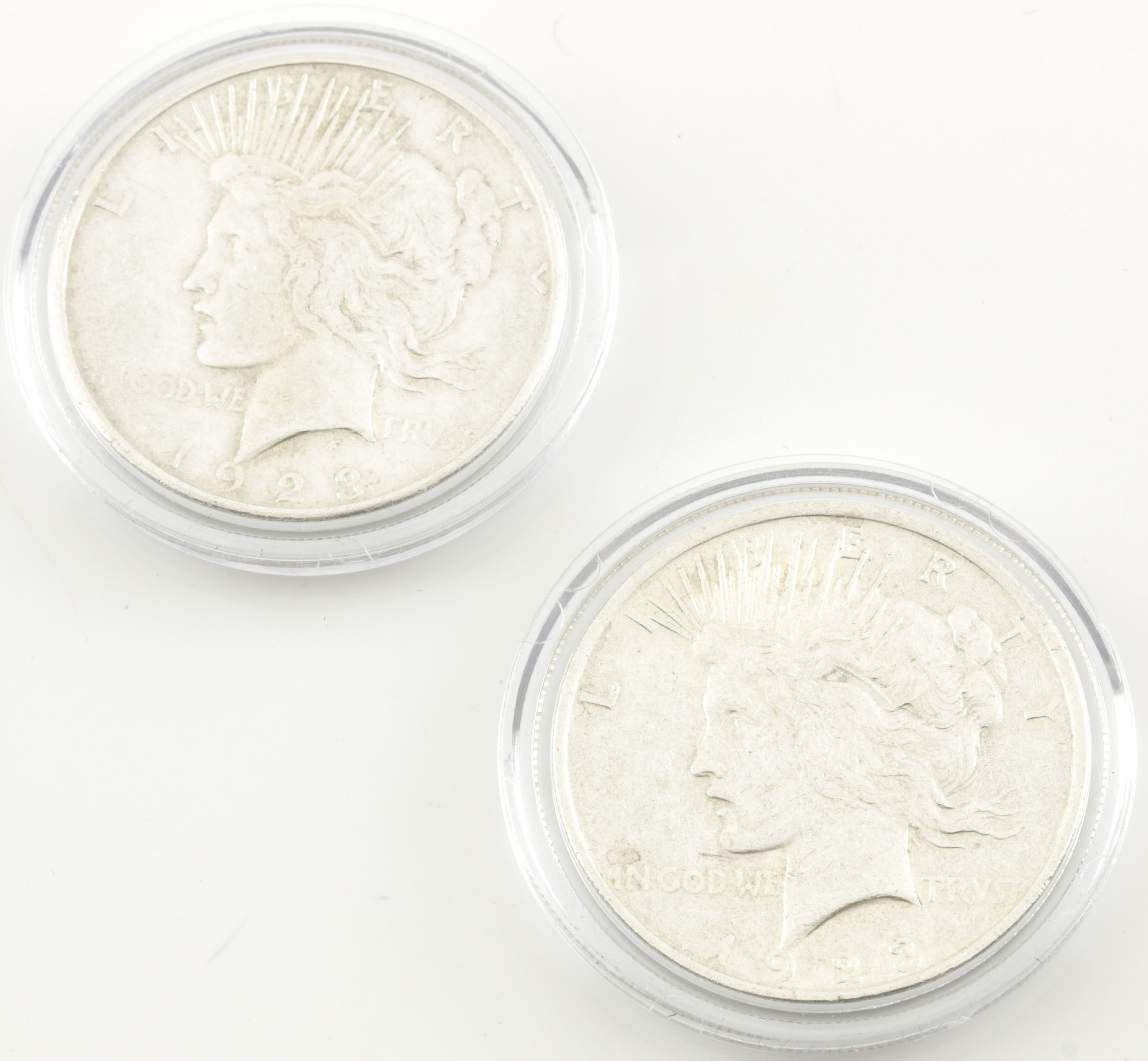 Set of Two Peace Silver Dollars