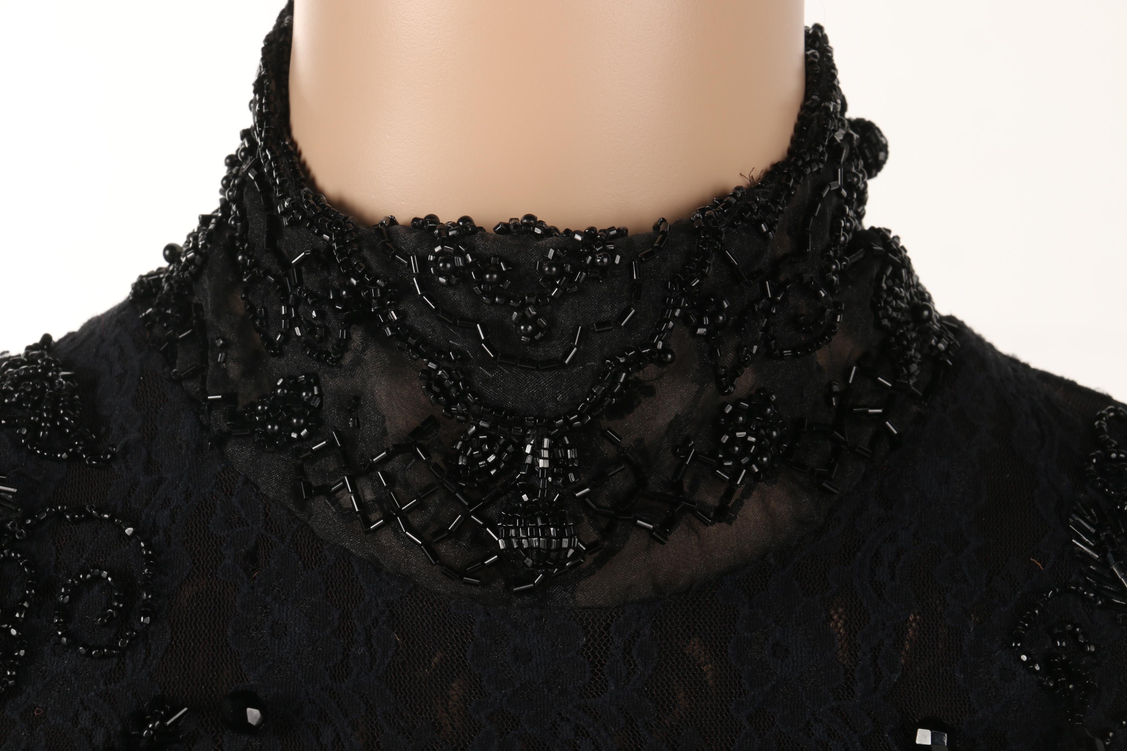 Black Beaded Lace Bodysuit