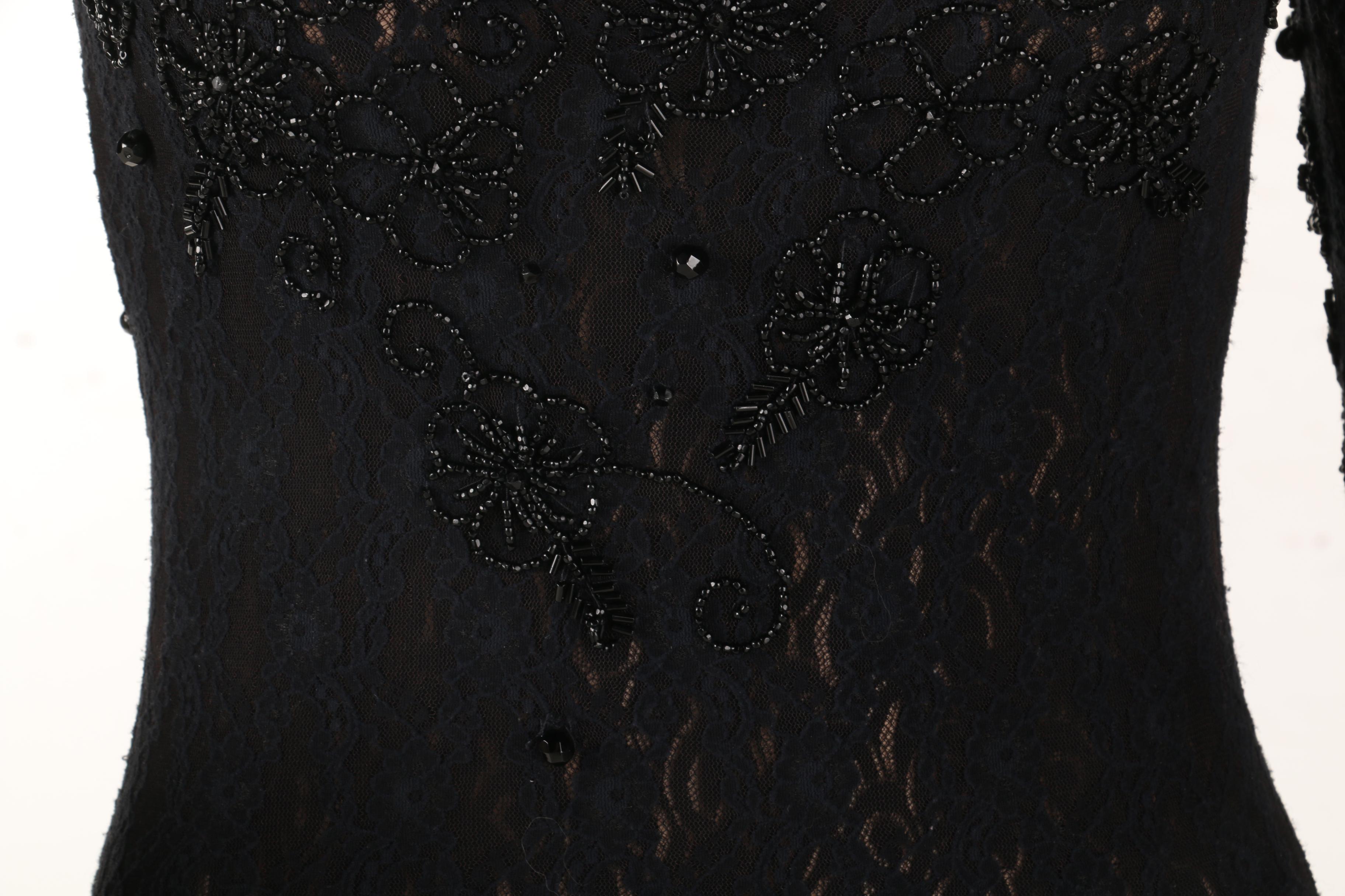 Black Beaded Lace Bodysuit