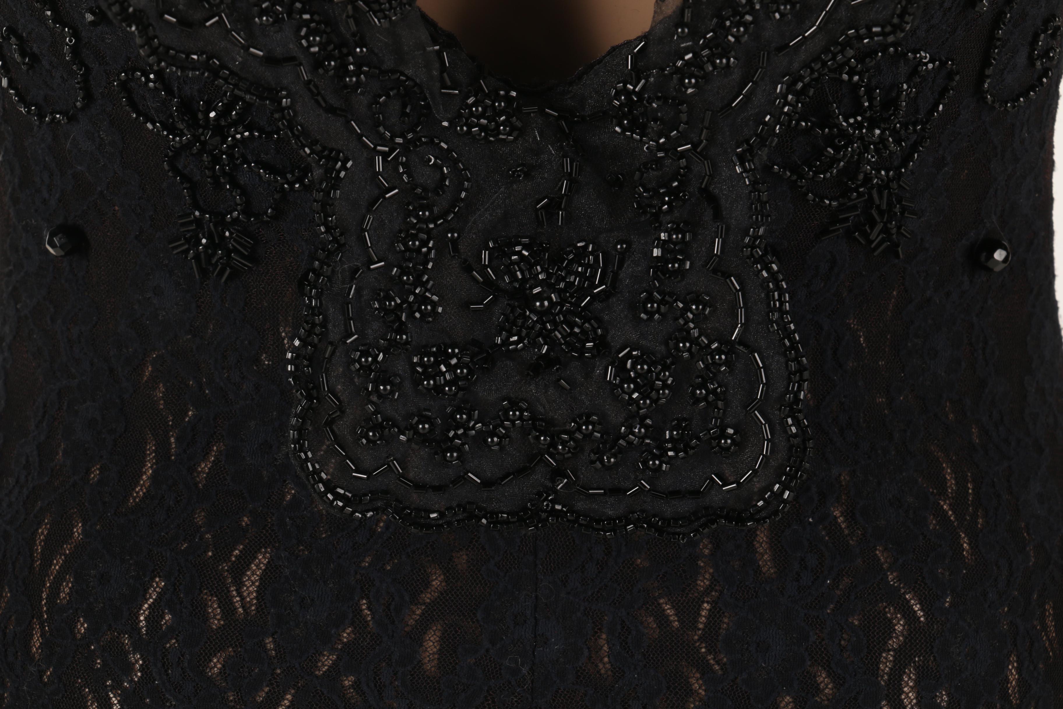 Black Beaded Lace Bodysuit