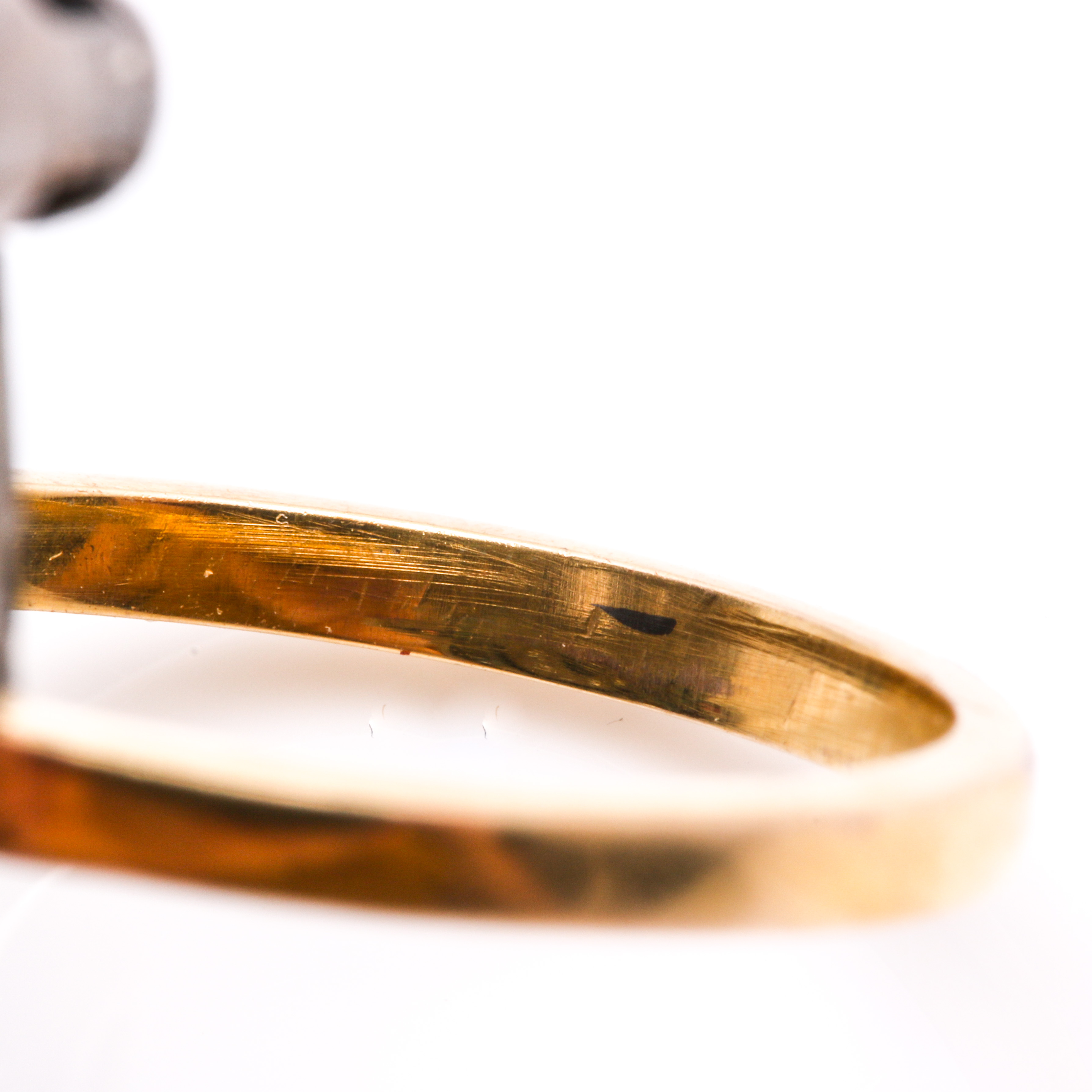 Sterling Silver and 8K Yellow Gold Kunzite, Garnet, And Diamond Marquise Ring