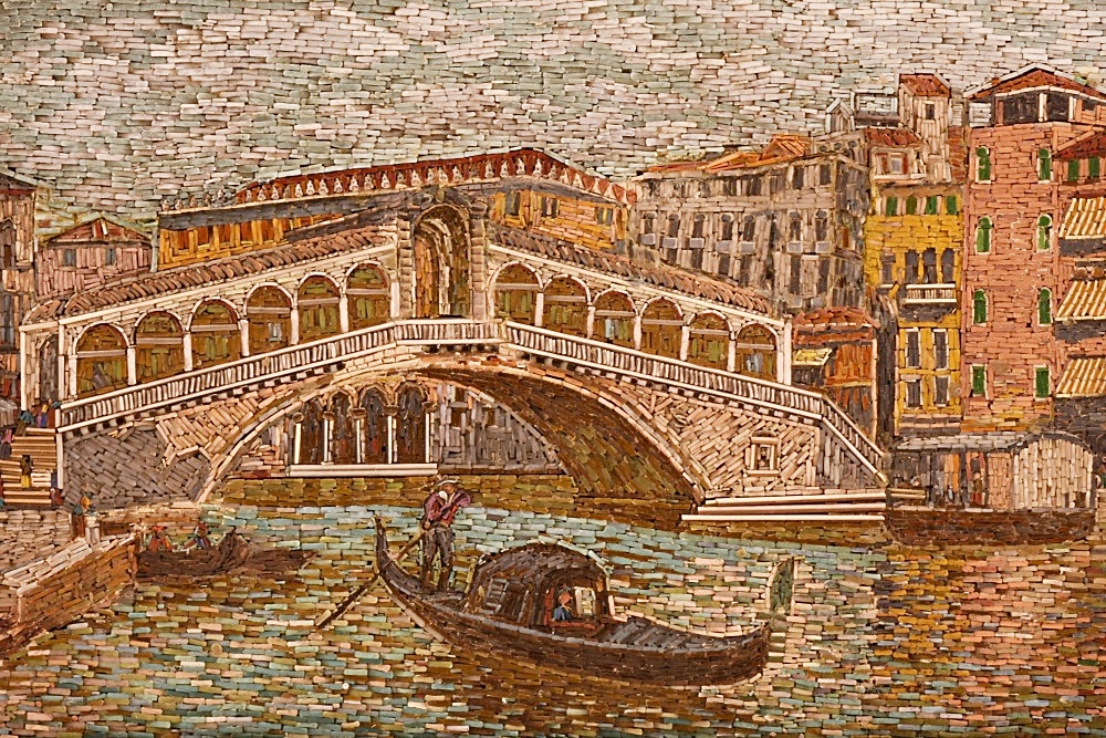 Exceptional 19th c. Micro Mosaic of the Ponte de Rialto, Venice