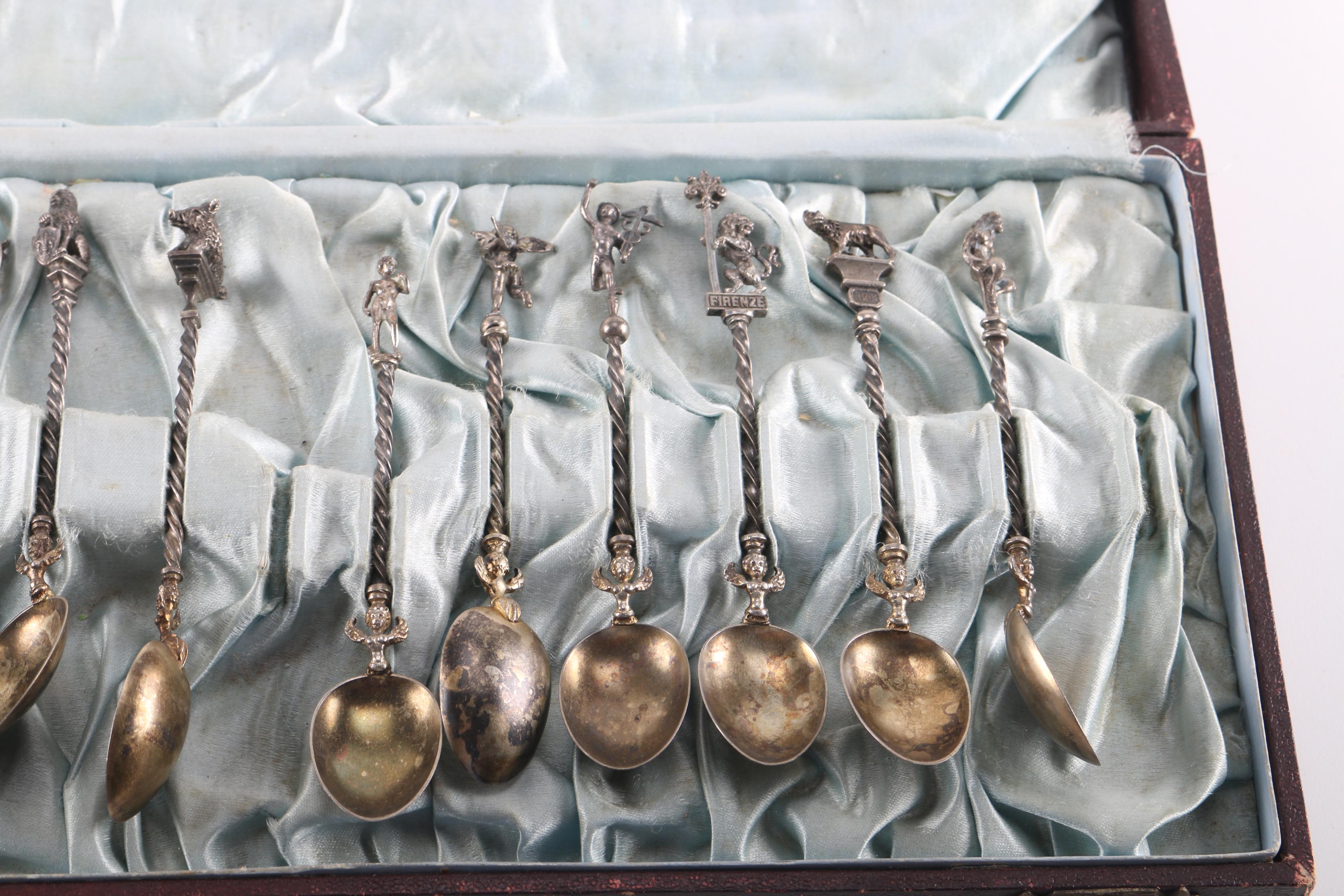 Italian 800 Silver Demitasse Spoons in a Presentation Case